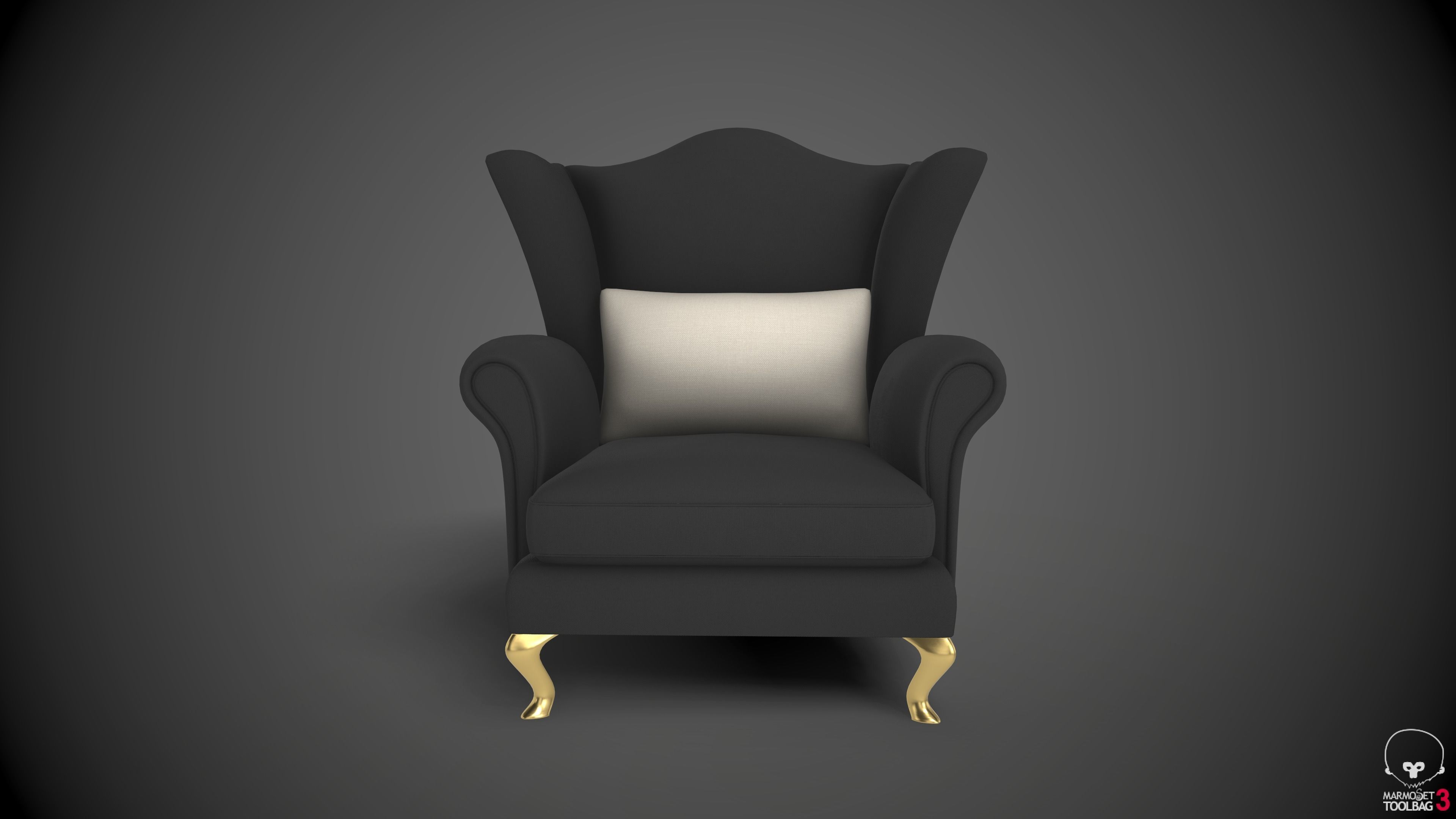 Wingback Chairs 005 Low-poly 3D model_4
