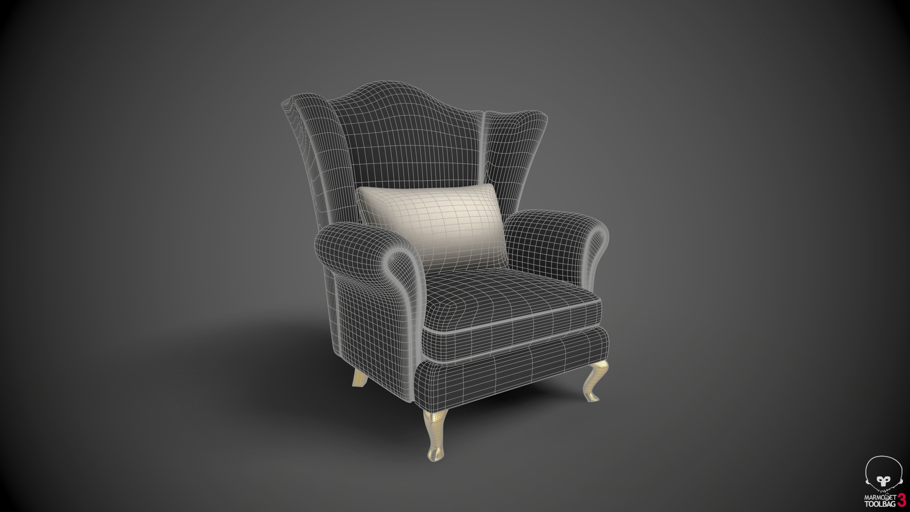 Wingback Chairs 005 Low-poly 3D model_3