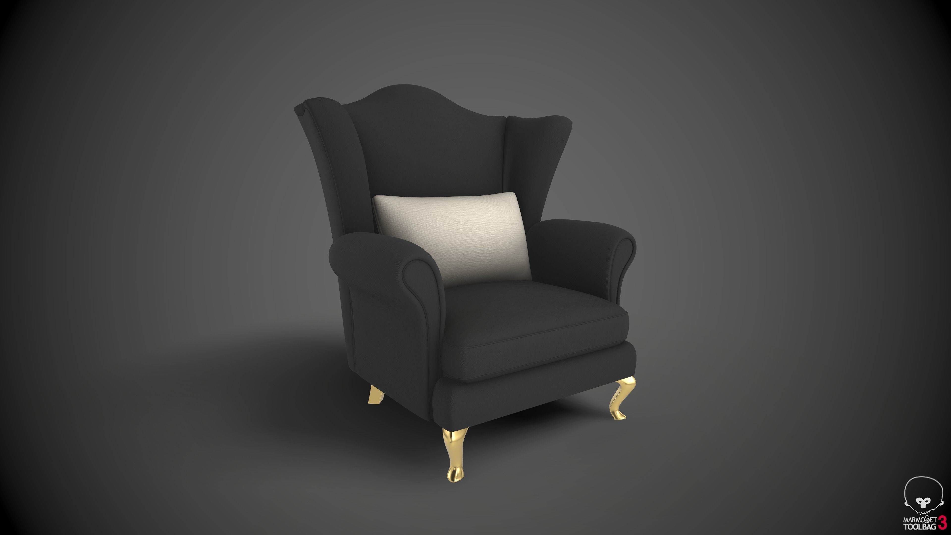 Wingback Chairs 005 Low-poly 3D model_2