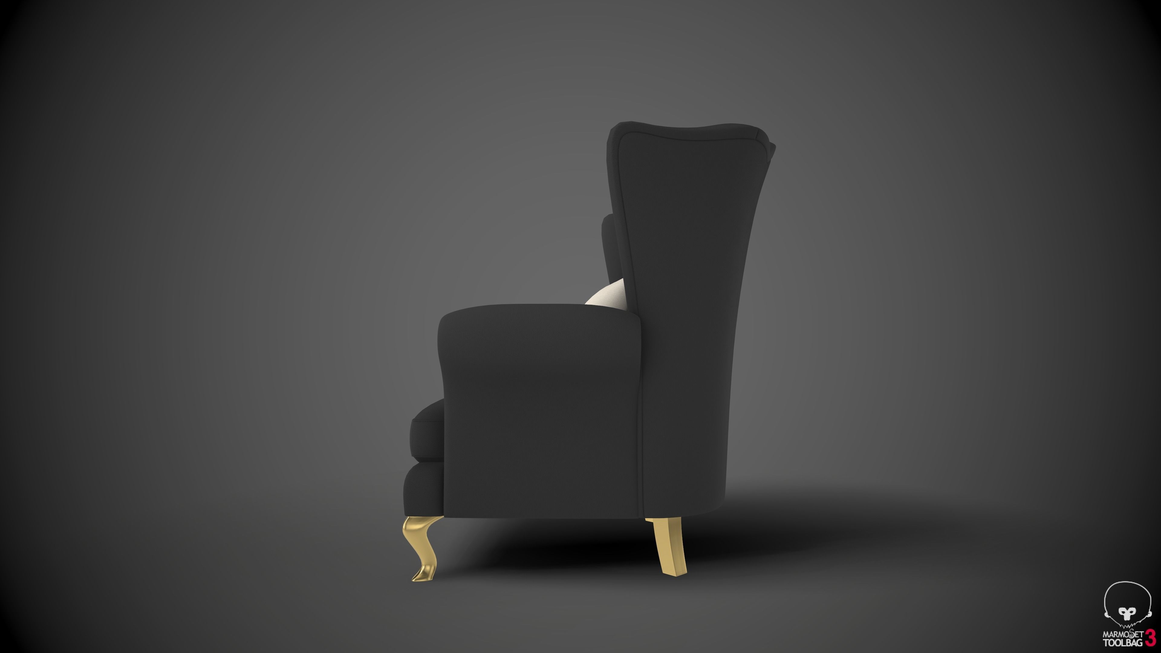 Wingback Chairs 005 Low-poly 3D model_5