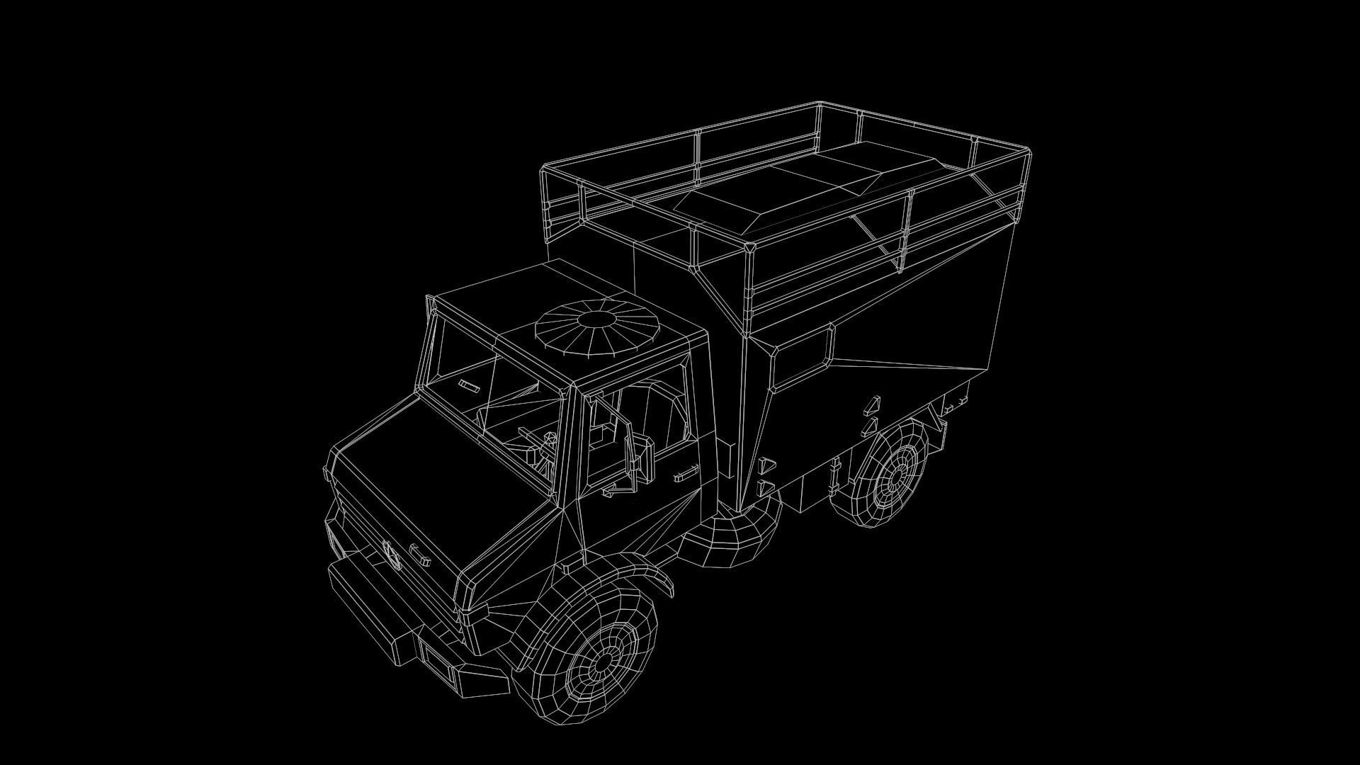 Truck 4x4 Carton Low-poly 3D model_7
