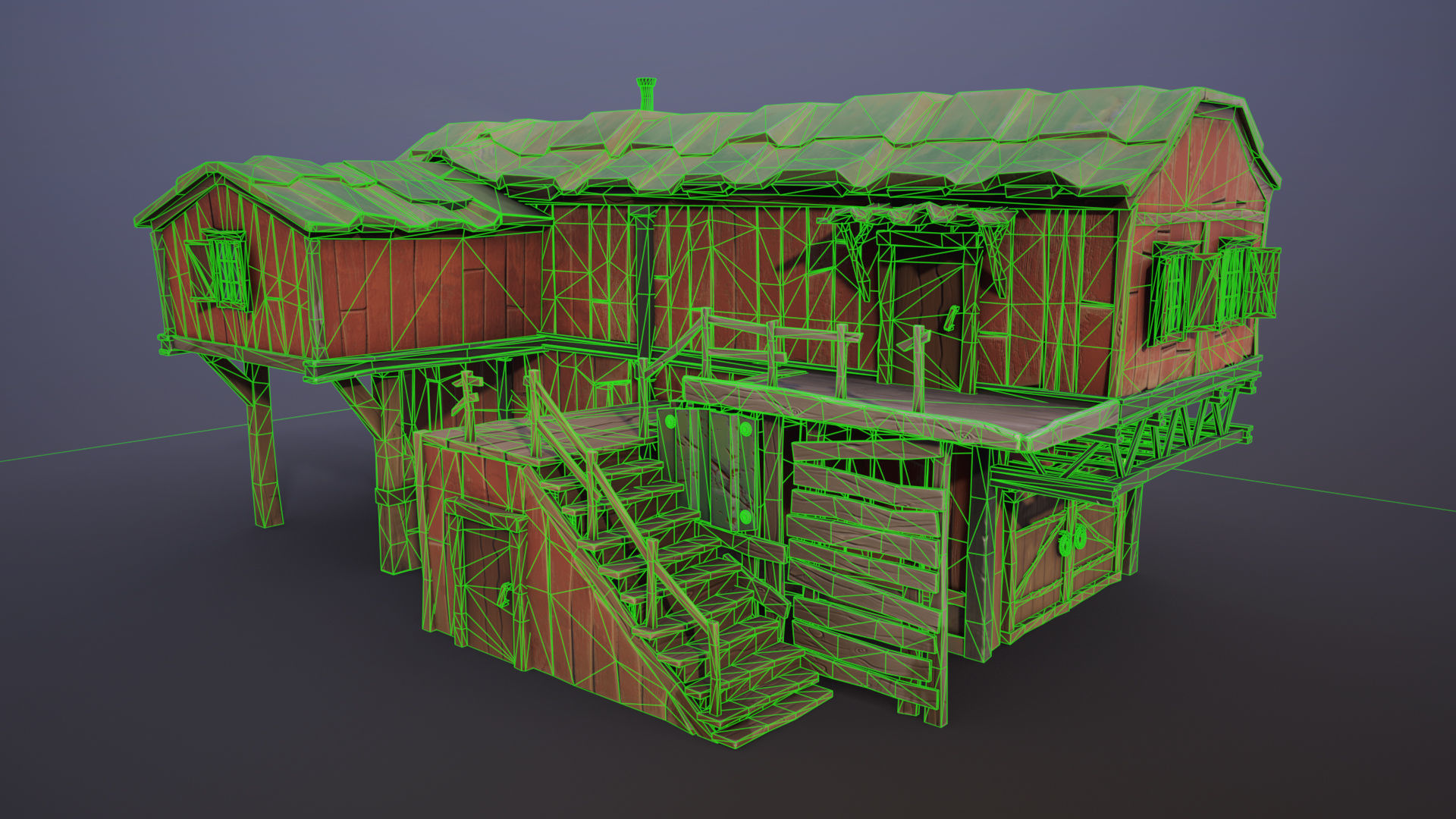 Stylized farmhouse  Low-poly 3D model_5