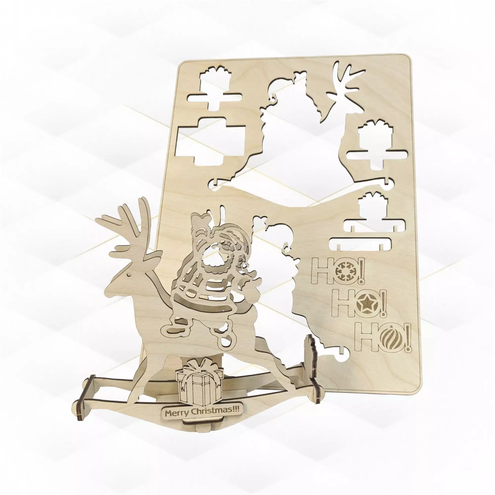 Christmas Card laser cutting design svg dxf template 3D print model_0