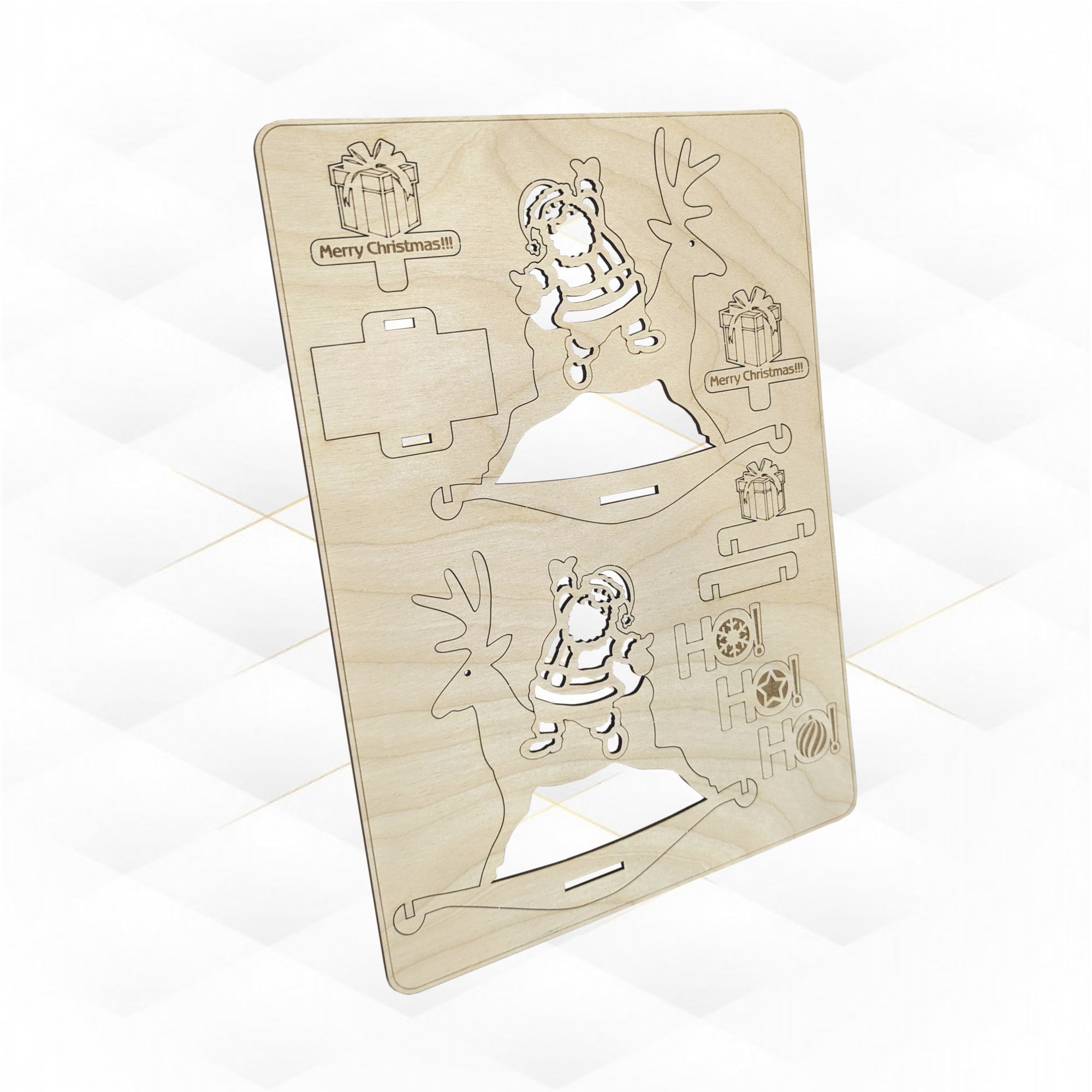 Christmas Card laser cutting design svg dxf template 3D print model_1