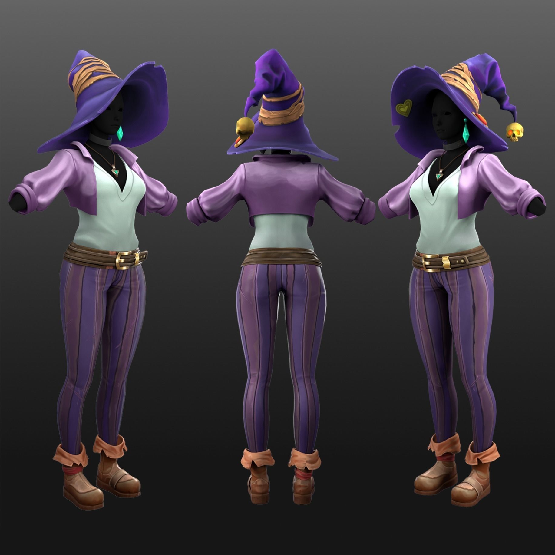 Female Stylised Outfit Lowpoly V1 l Game Ready l Handpainted Low-poly 3D model_2