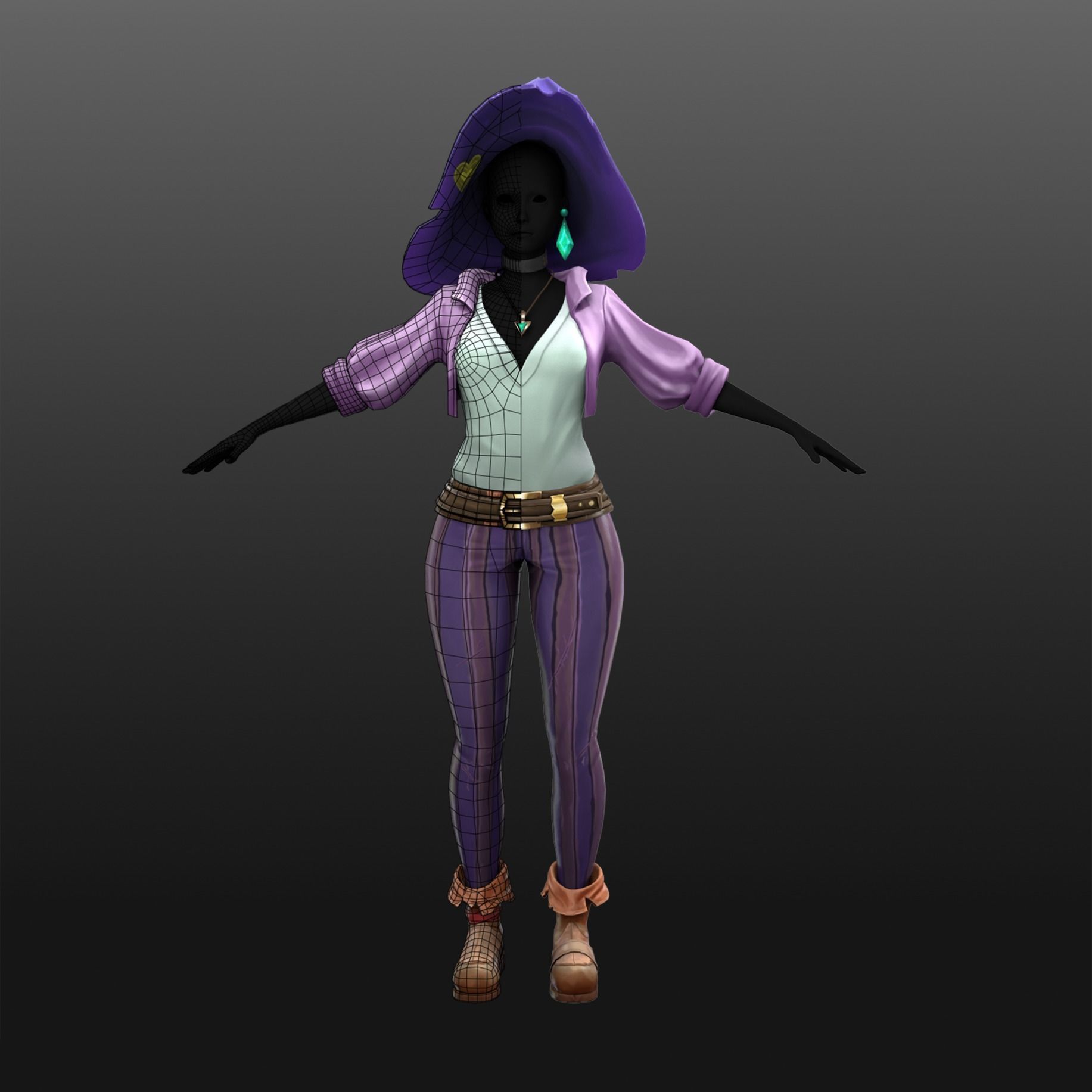 Female Stylised Outfit Lowpoly V1 l Game Ready l Handpainted Low-poly 3D model_1