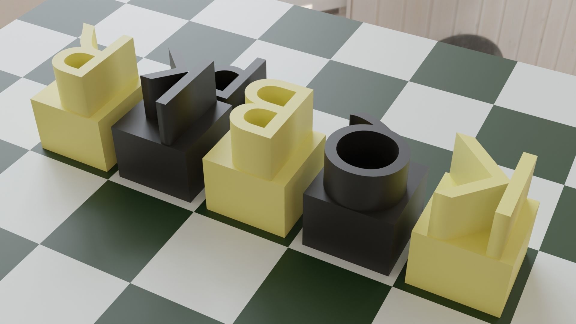 Alphabet Chess Set Pieces 3D print model_3