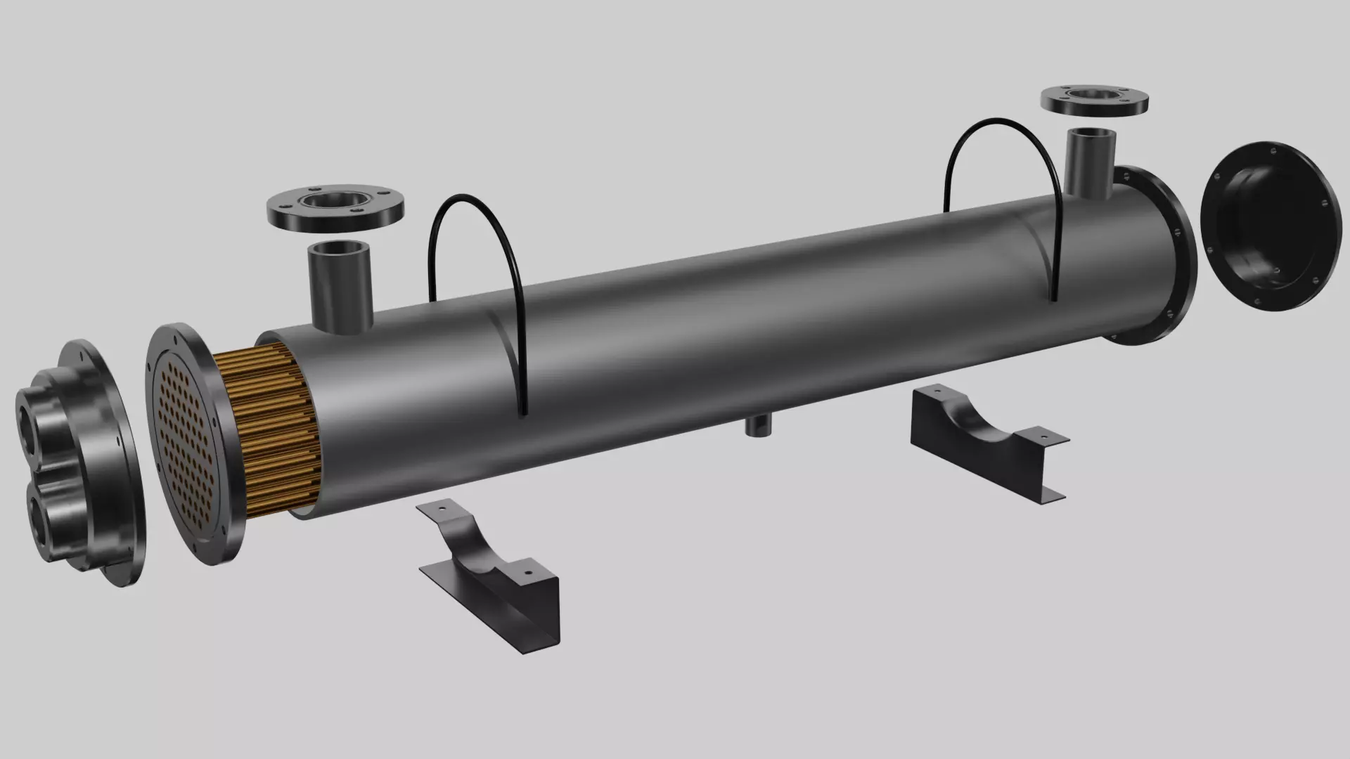 Industrial oil heat exchanger 3D model