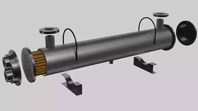  Industrial oil heat exchanger 3D model