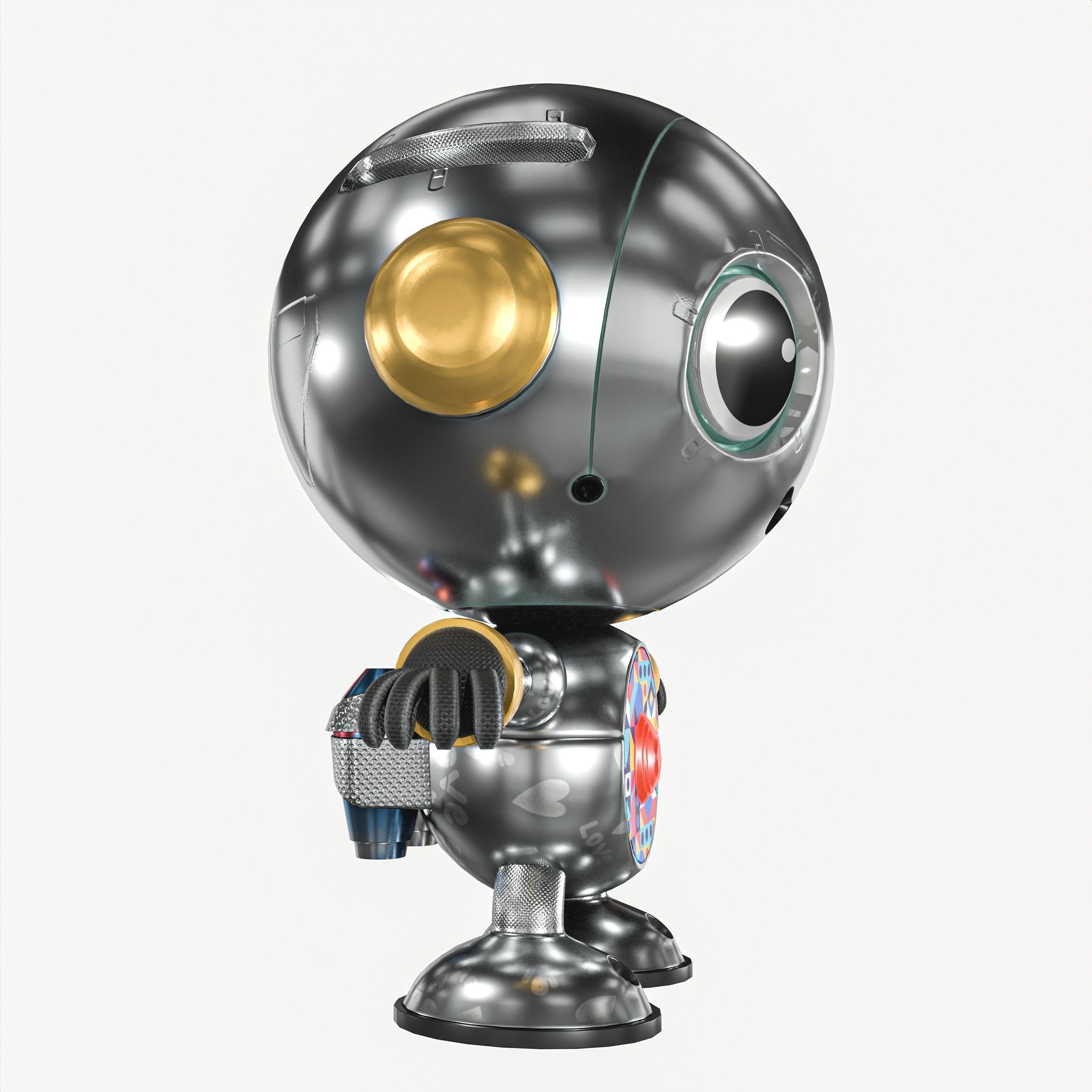 Small Cute Robot Low-poly 3D model_5
