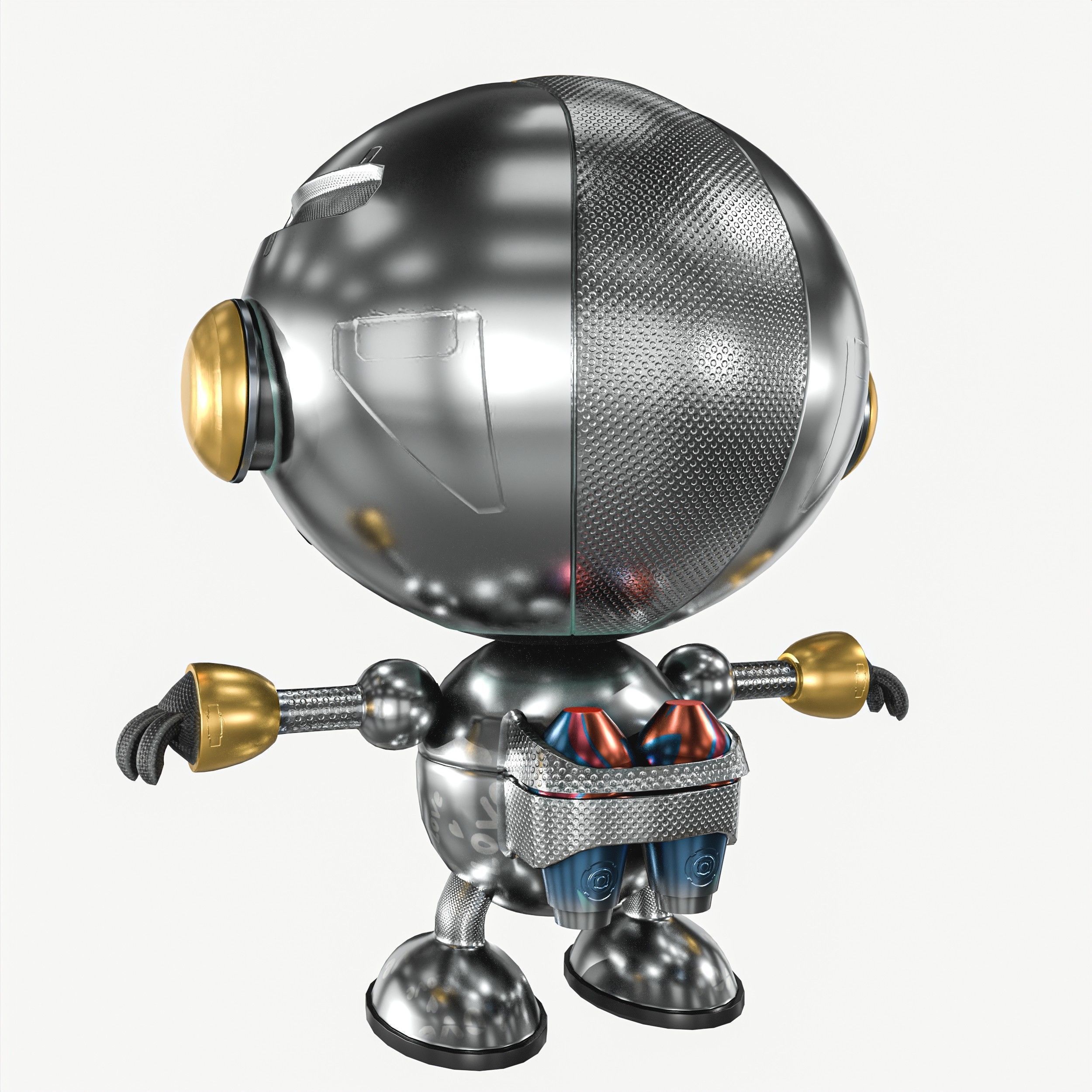 Small Cute Robot Low-poly 3D model_3