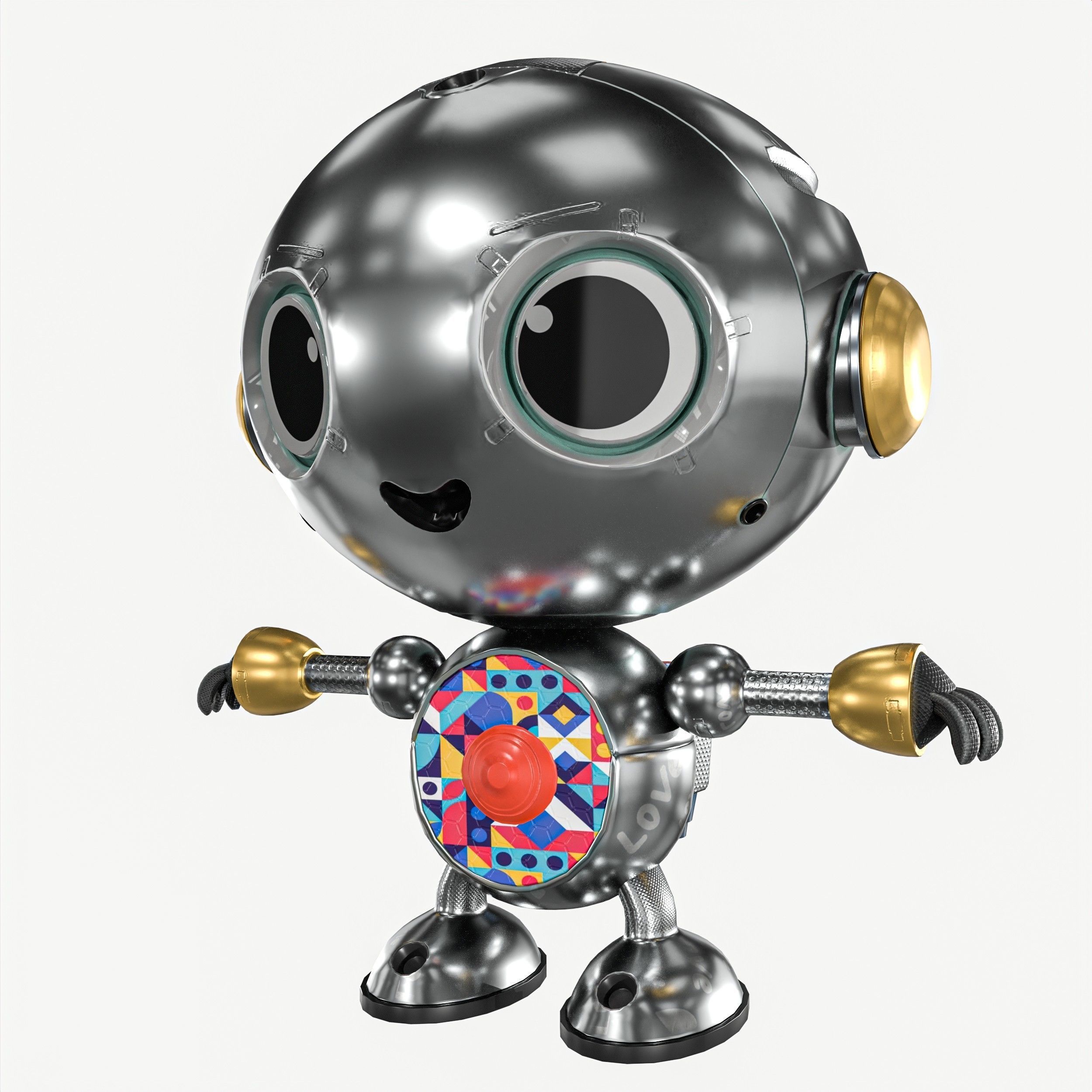 Small Cute Robot Low-poly 3D model_13
