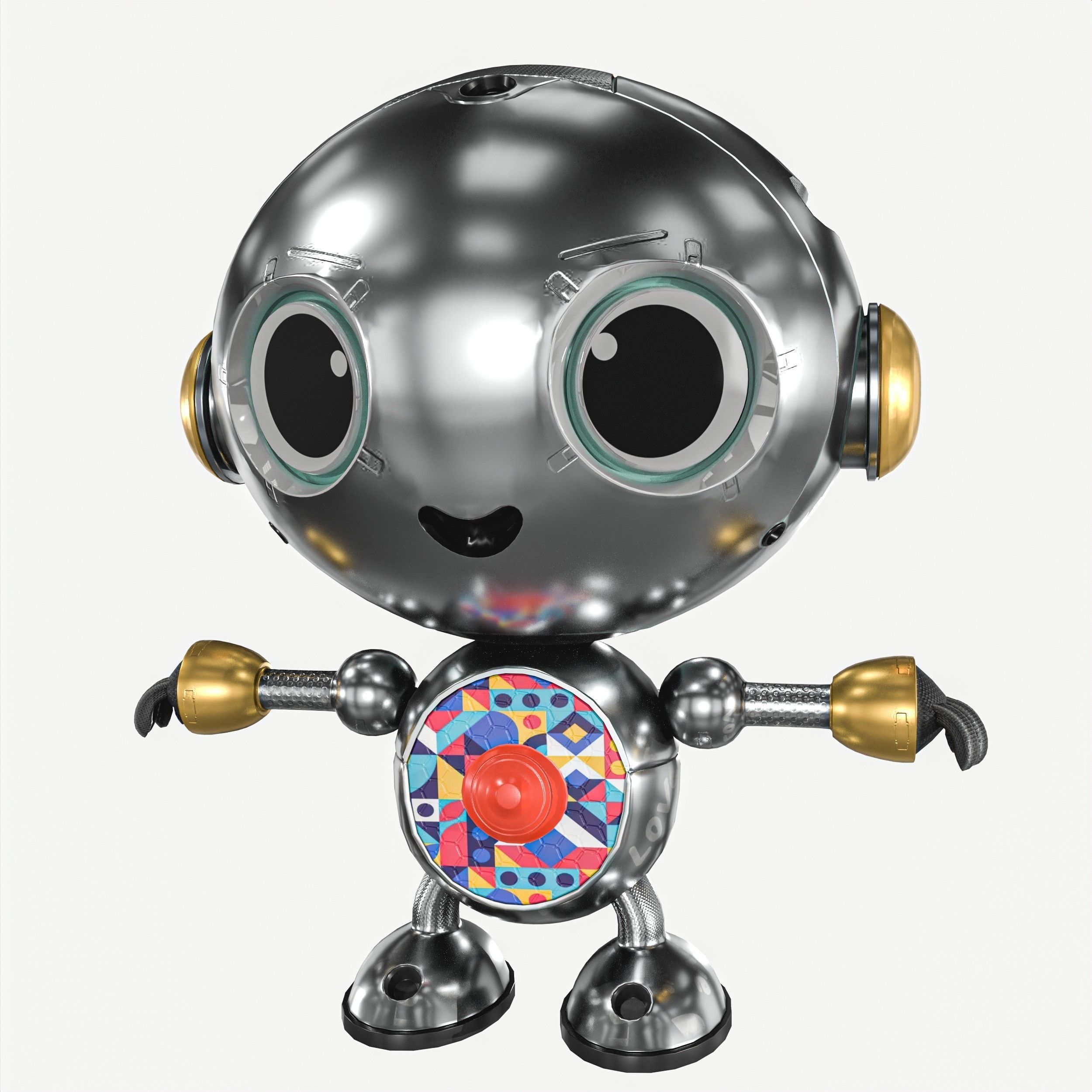 Small Cute Robot Low-poly 3D model_12