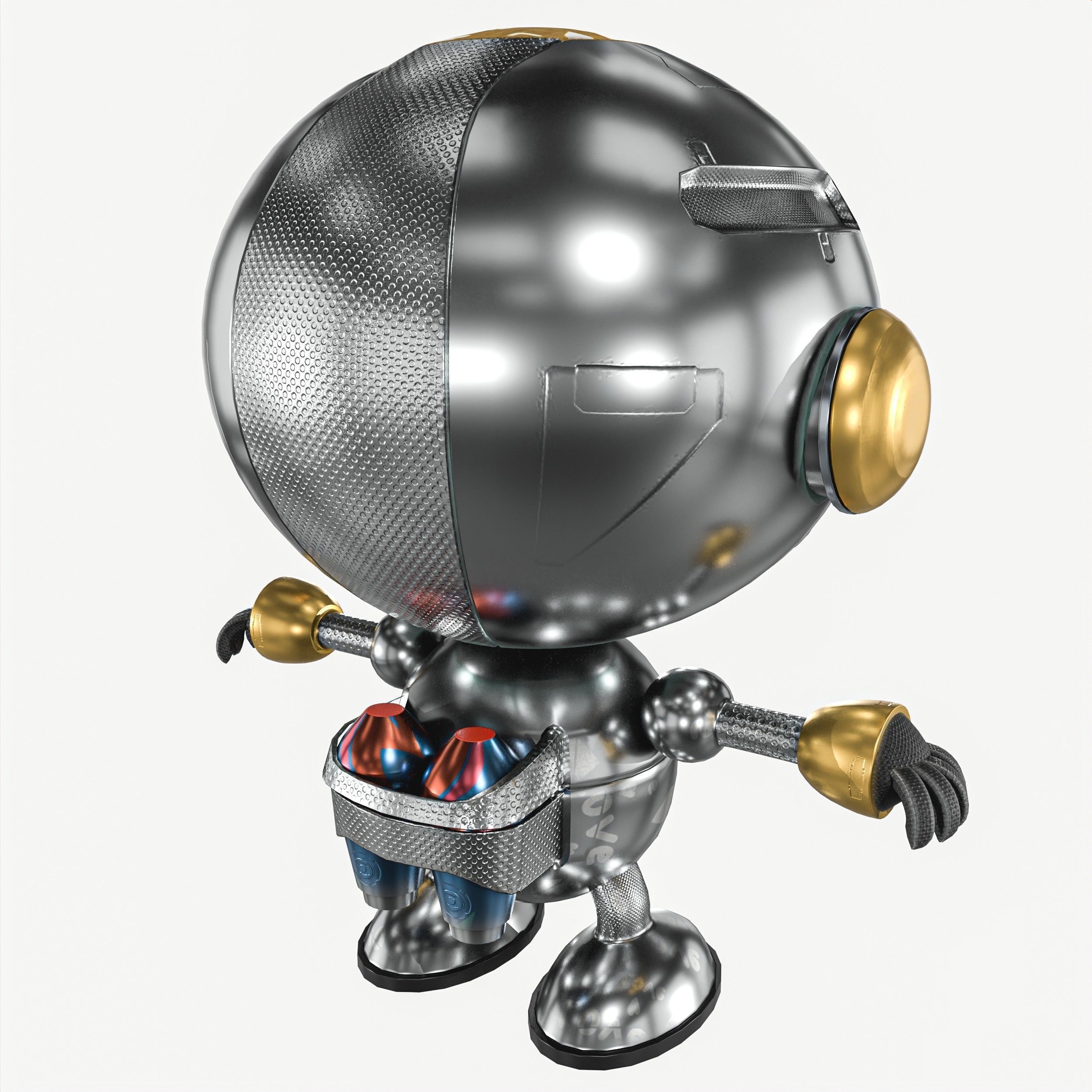 Small Cute Robot Low-poly 3D model_11