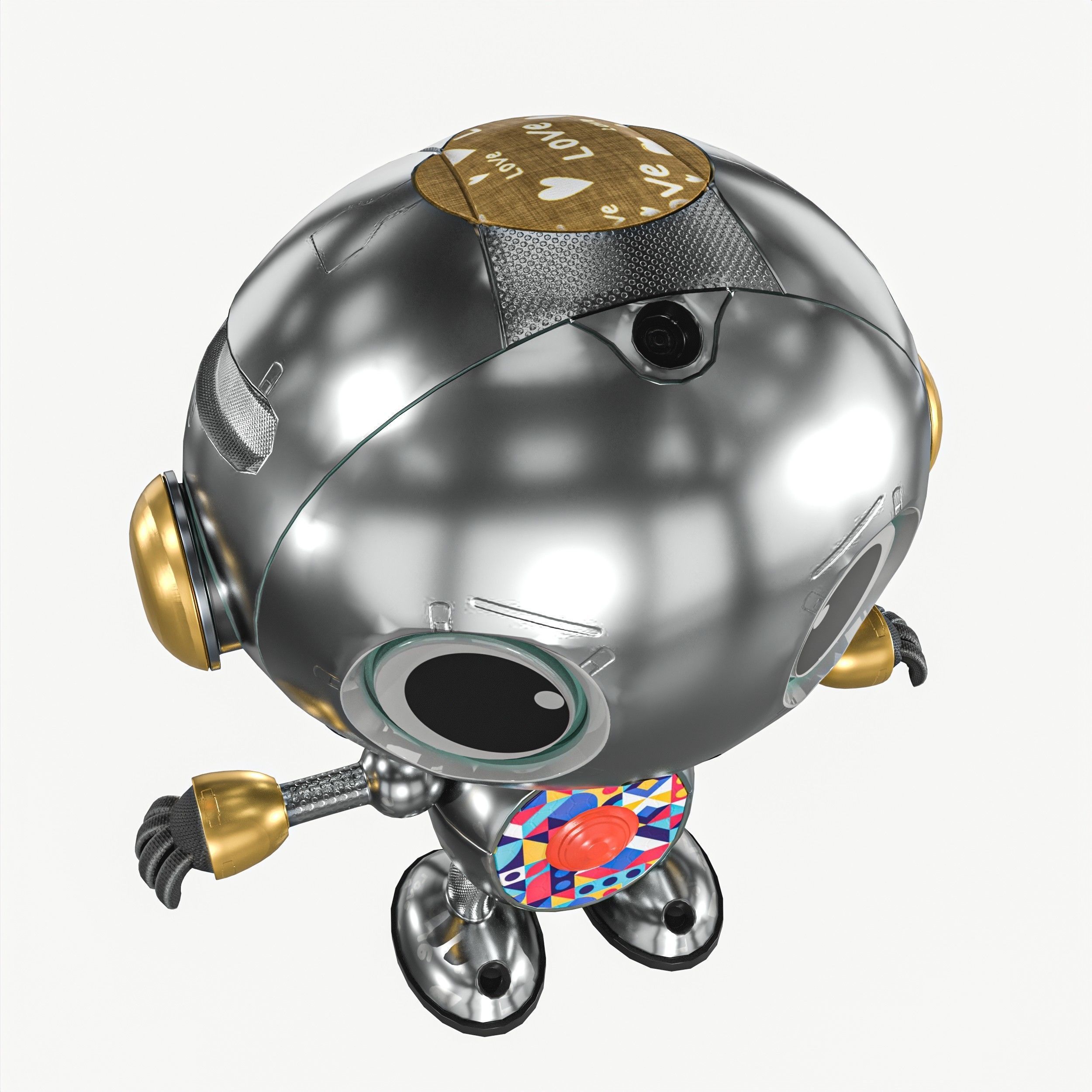 Small Cute Robot Low-poly 3D model_9