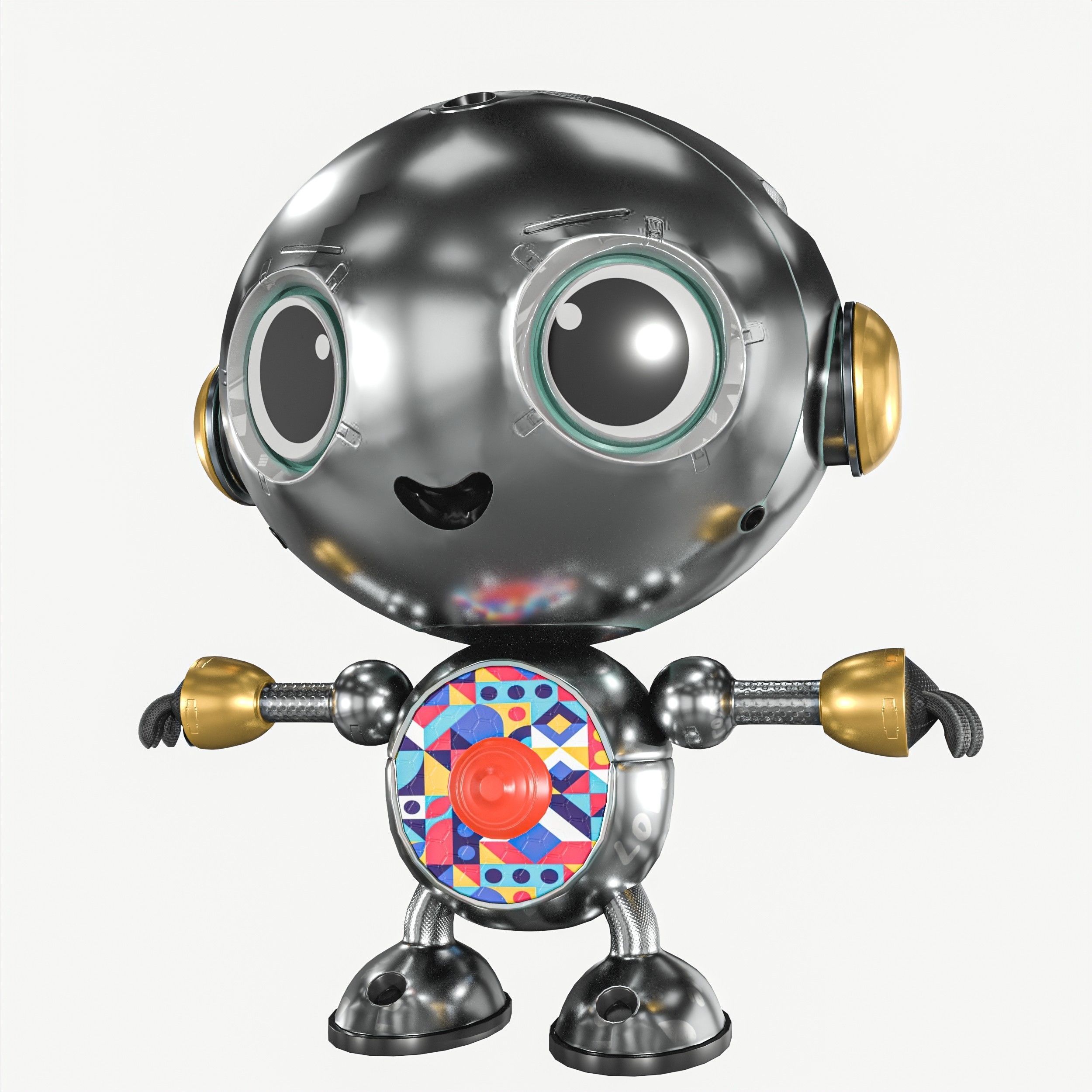 Small Cute Robot Low-poly 3D model_4
