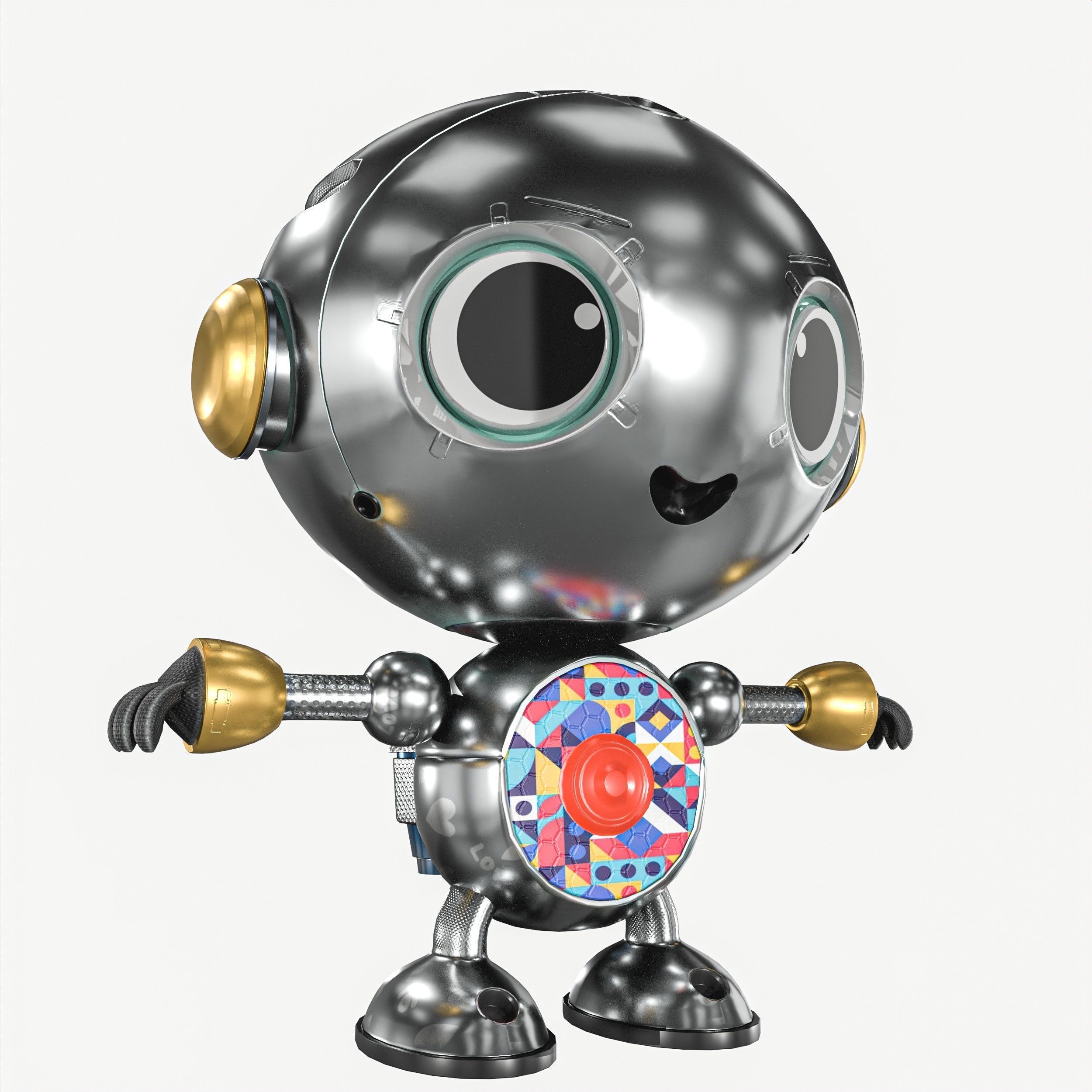 Small Cute Robot Low-poly 3D model_1
