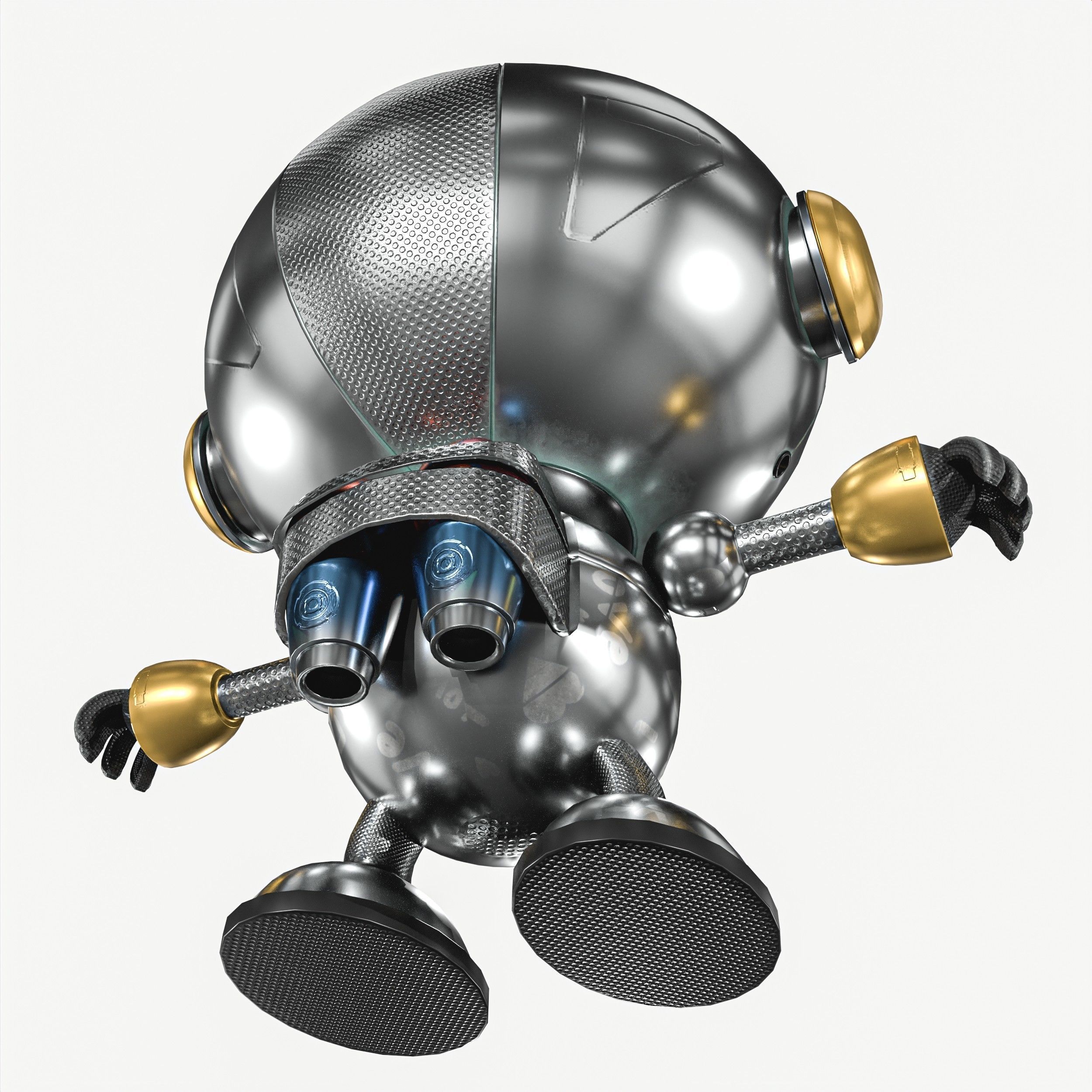 Small Cute Robot Low-poly 3D model_6