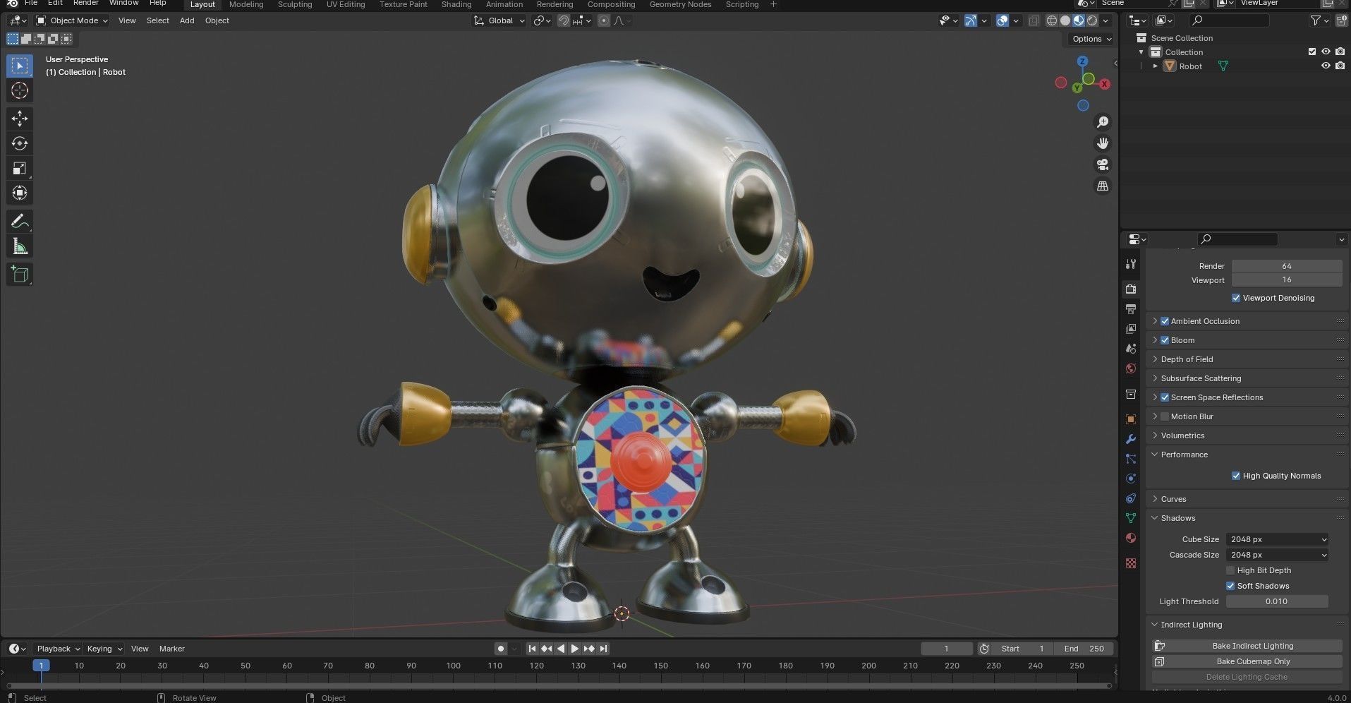 Small Cute Robot Low-poly 3D model_17