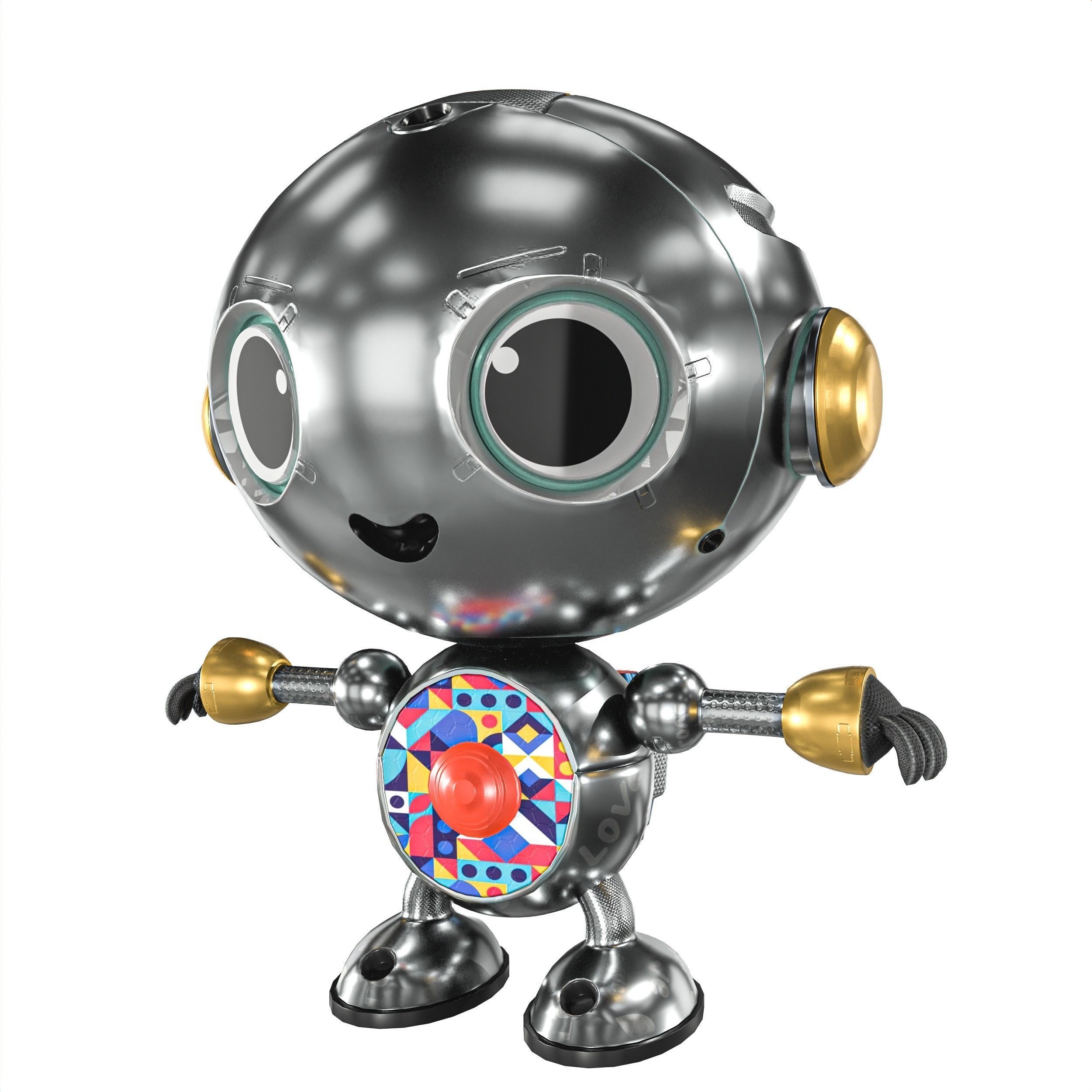 Small Cute Robot Low-poly 3D model_7