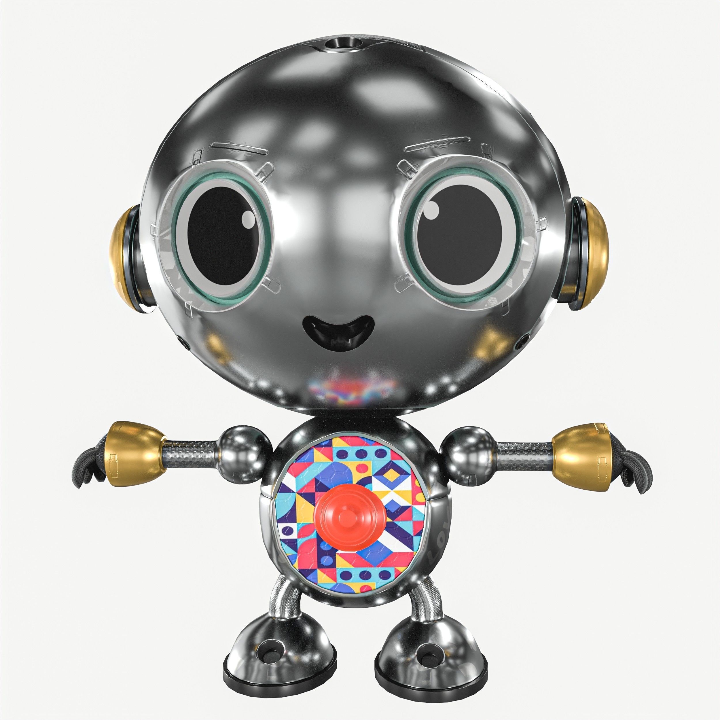 Small Cute Robot Low-poly 3D model_8