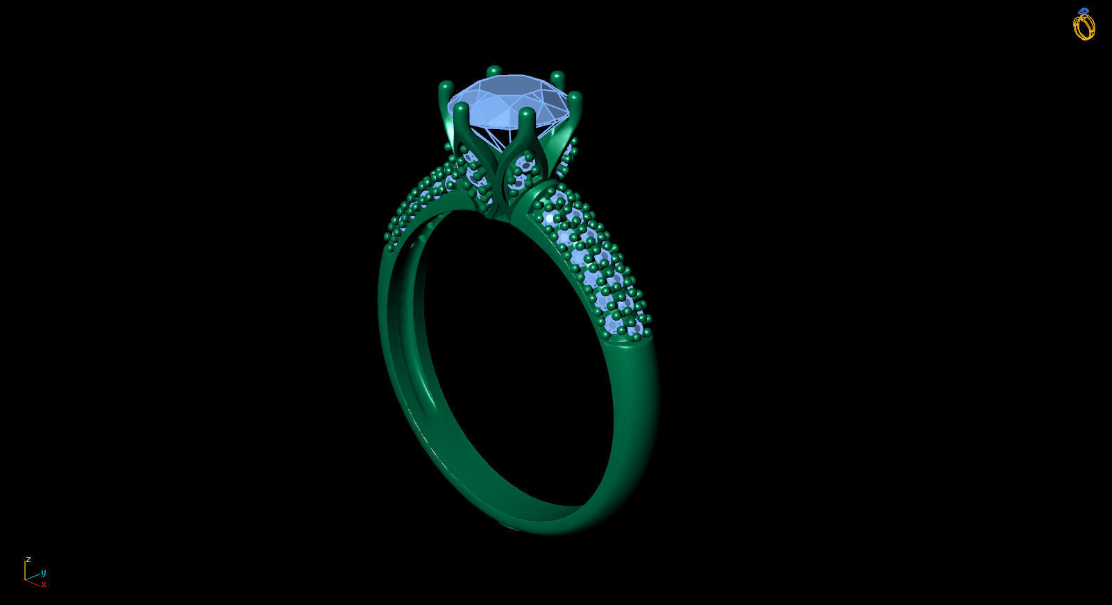 Solitaire Ring 3D model_2