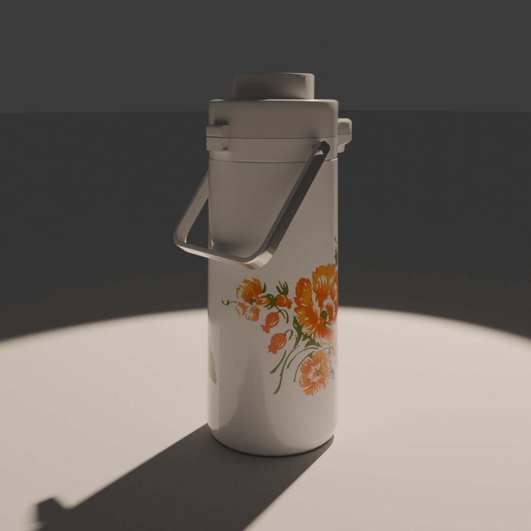 Retro Japanese hot water dispenser Low-poly 3D model_4