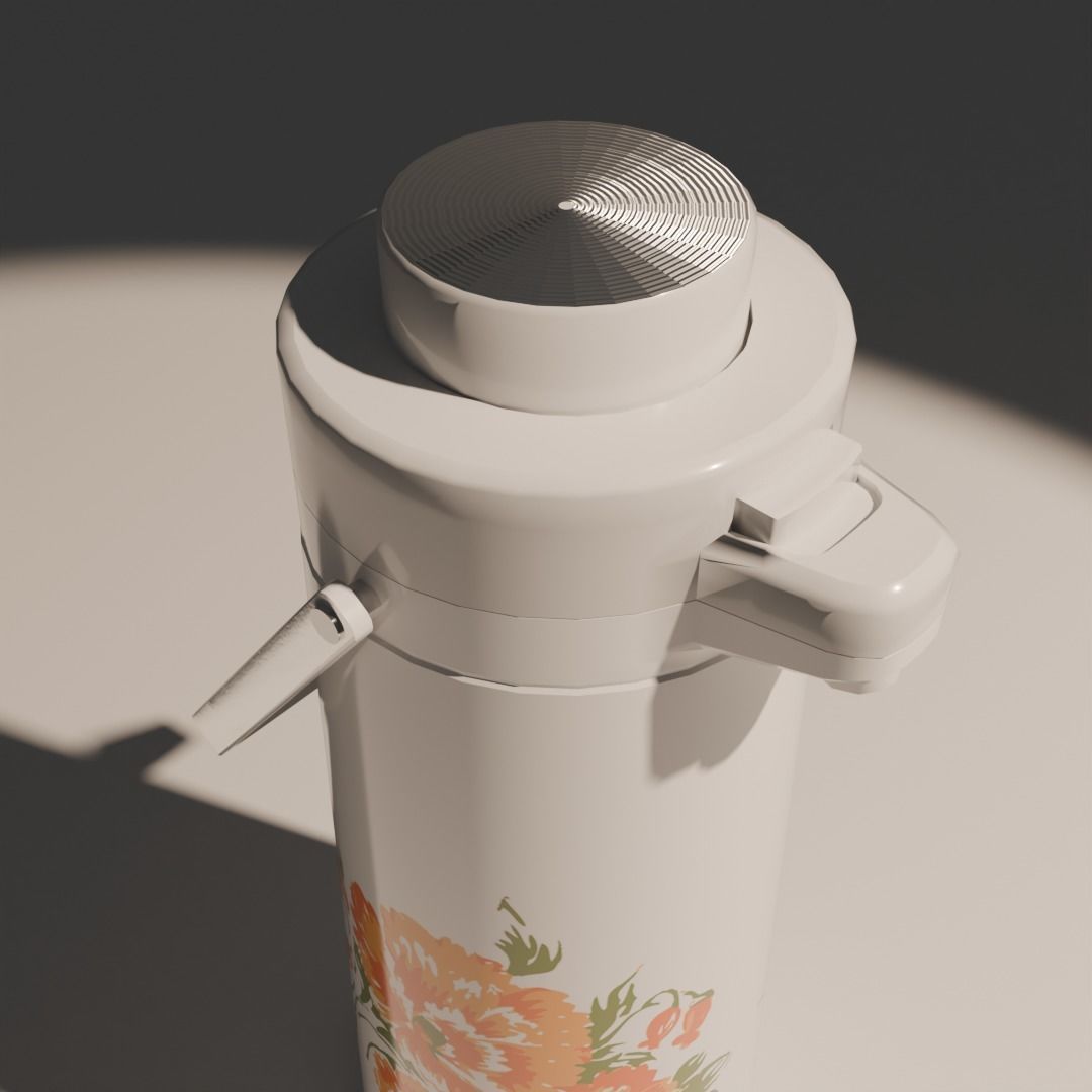 Retro Japanese hot water dispenser Low-poly 3D model_3