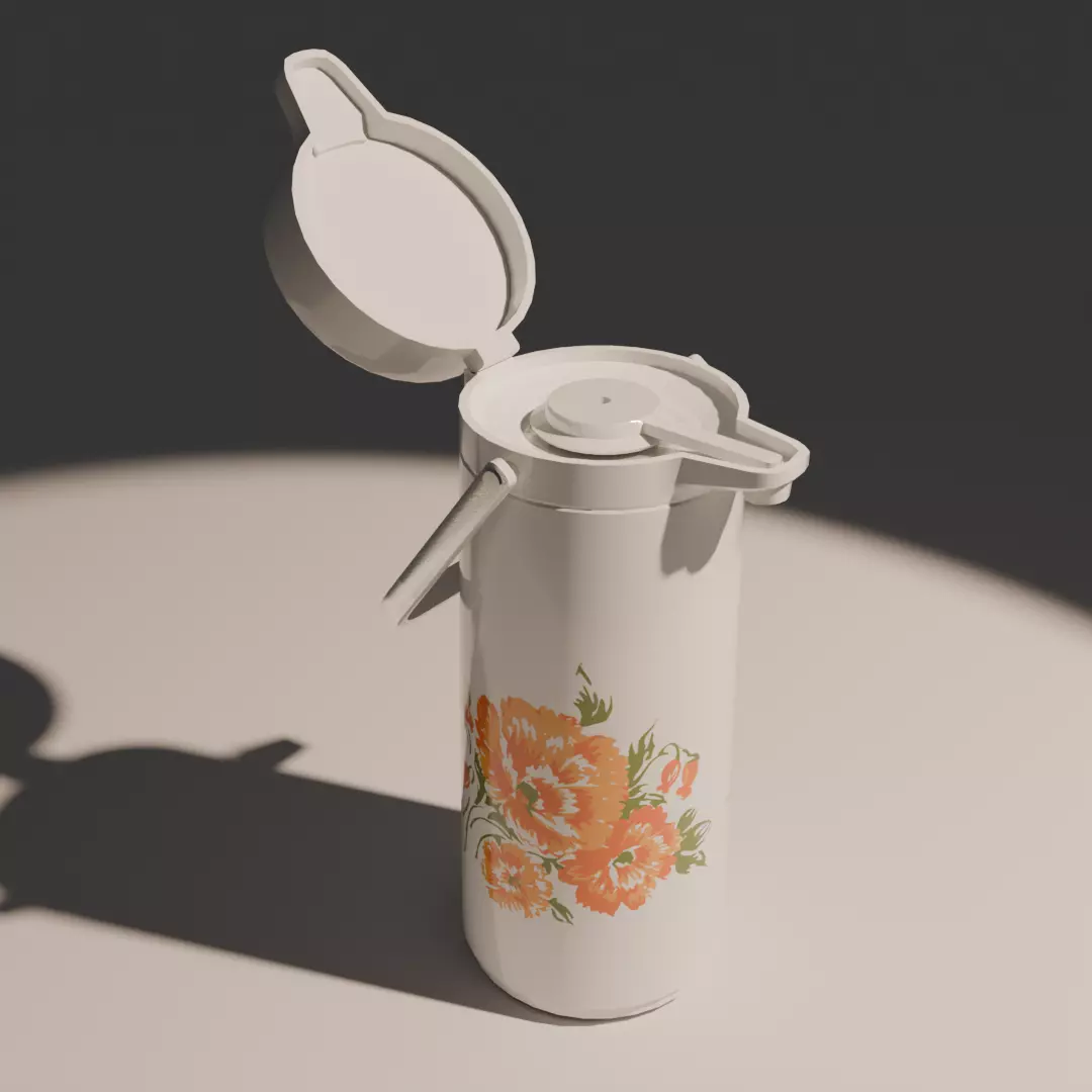 Retro Japanese hot water dispenser Low-poly 3D model_0