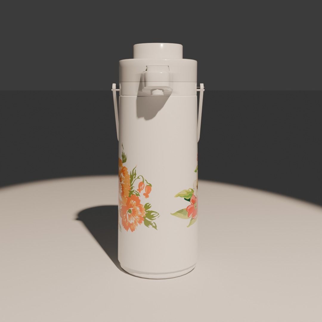 Retro Japanese hot water dispenser Low-poly 3D model_2