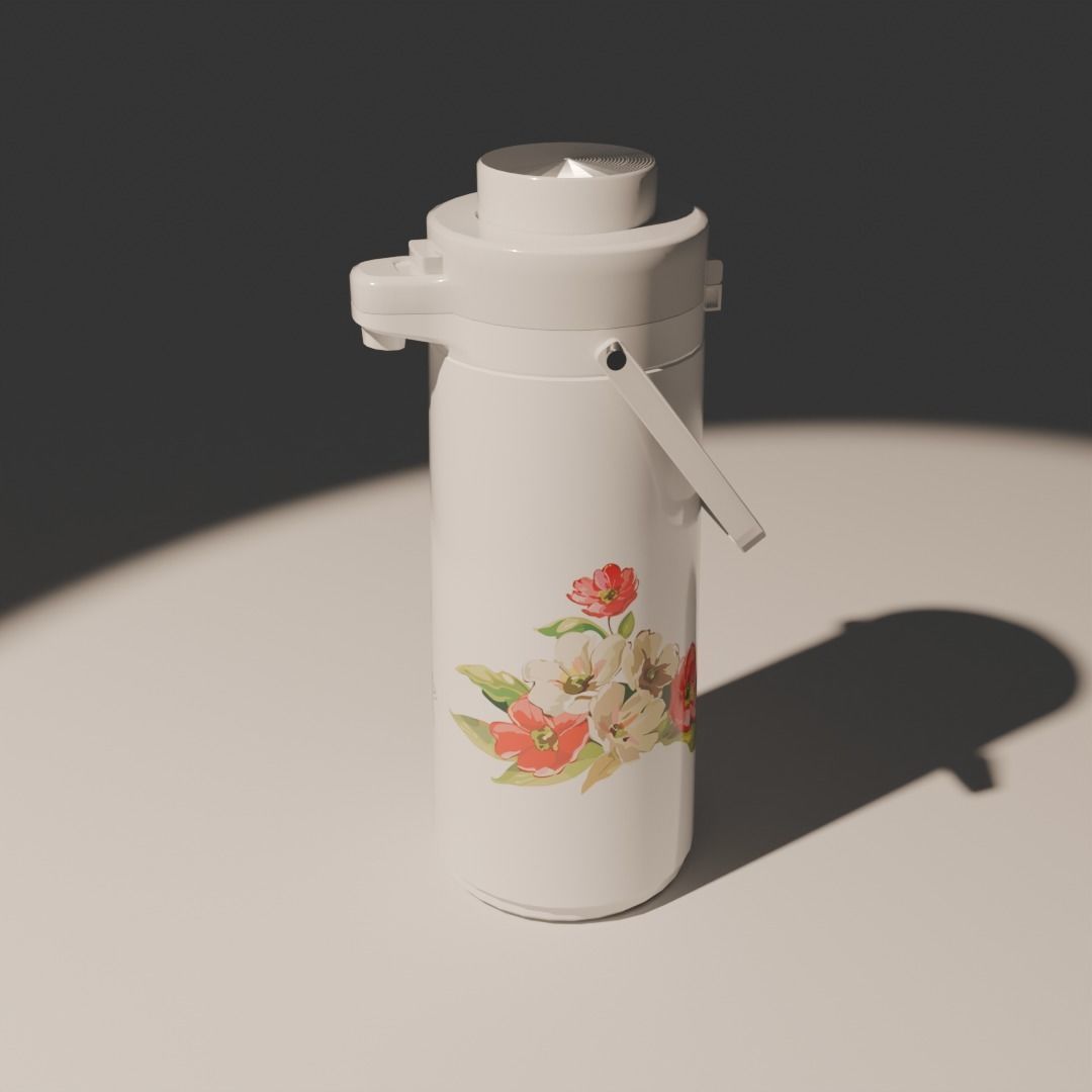 Retro Japanese hot water dispenser Low-poly 3D model_1