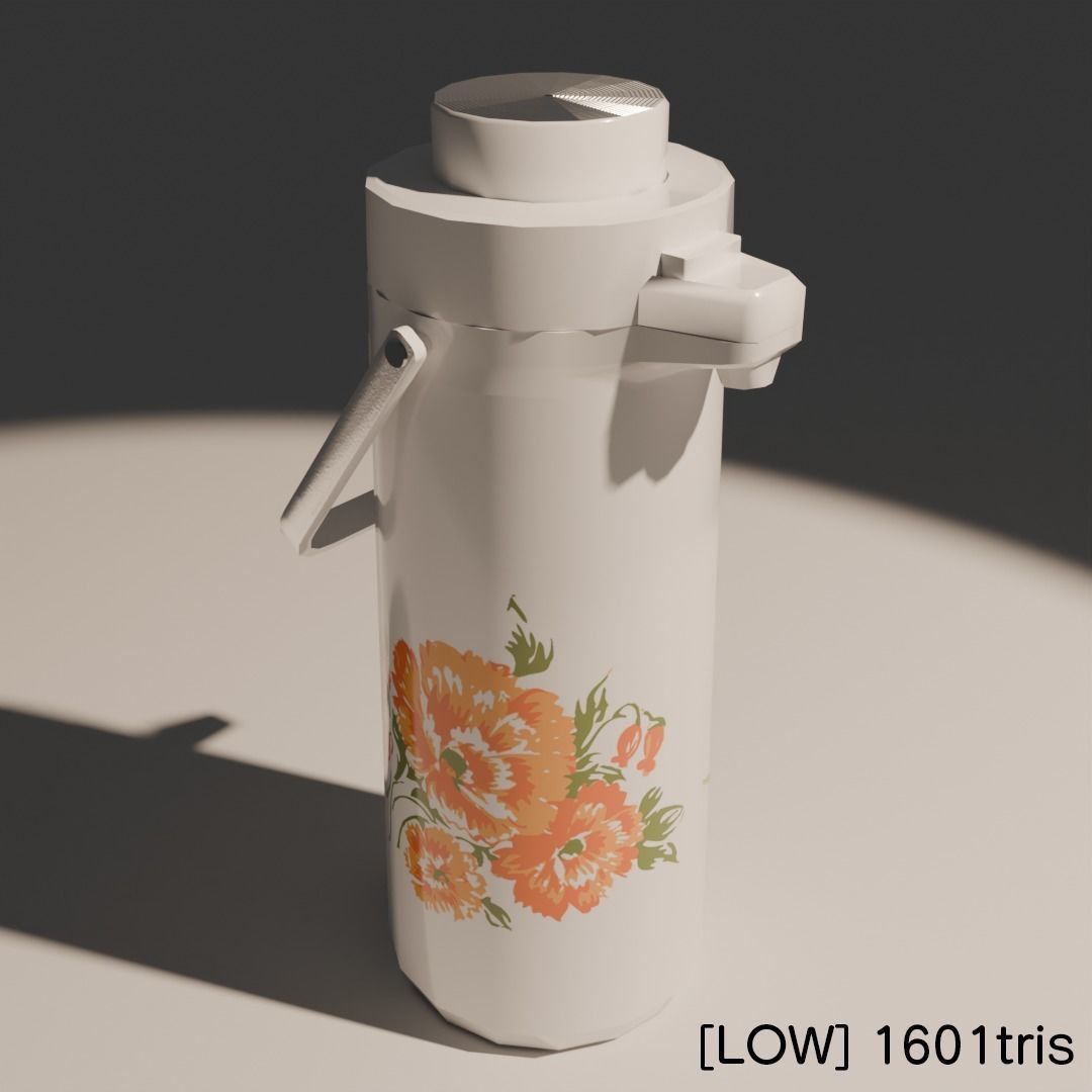 Retro Japanese hot water dispenser Low-poly 3D model_7