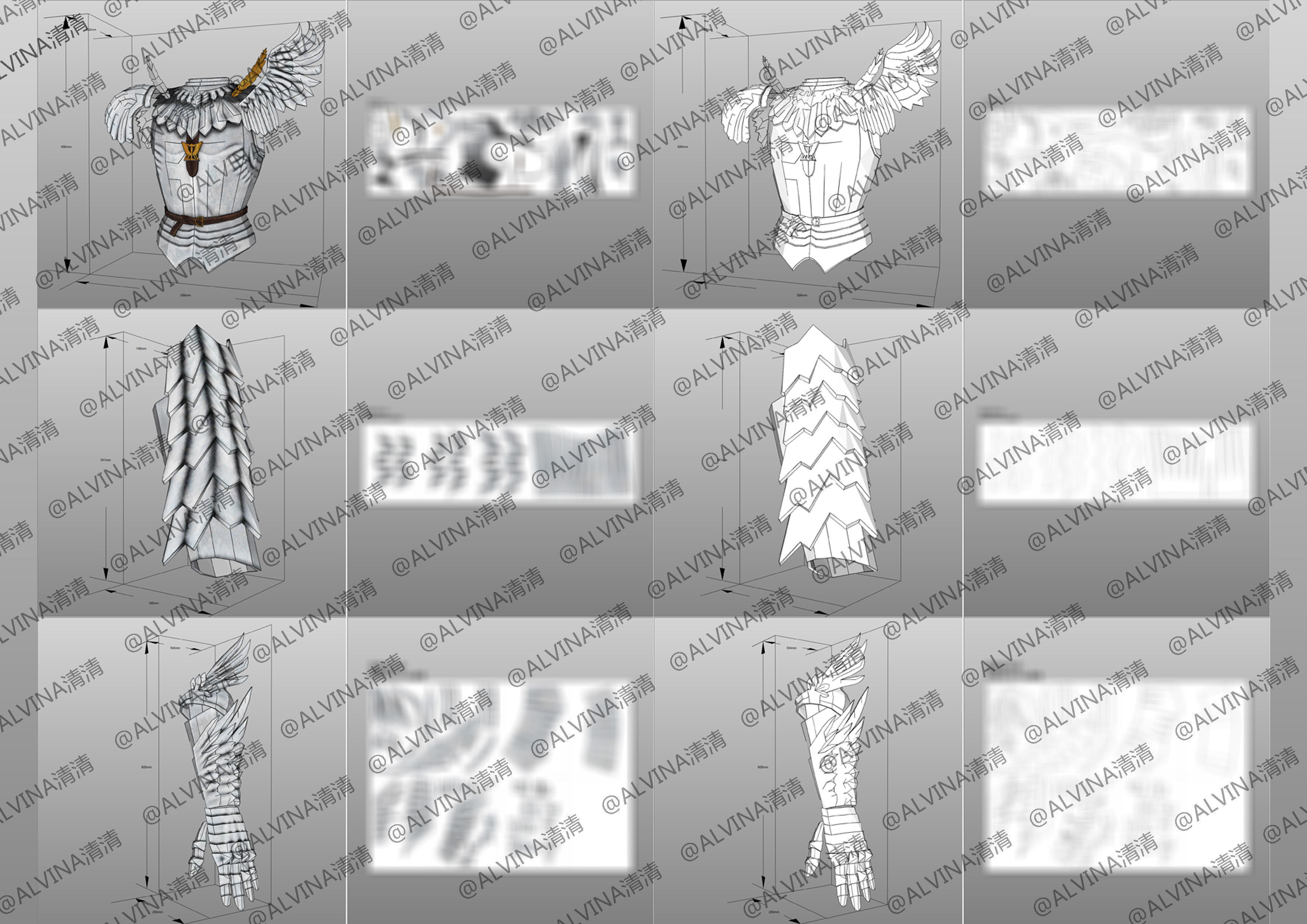 Berserk griffith reincarnated Armor - DIY Cosplay Pepakura Foam Low-poly 3D model_5