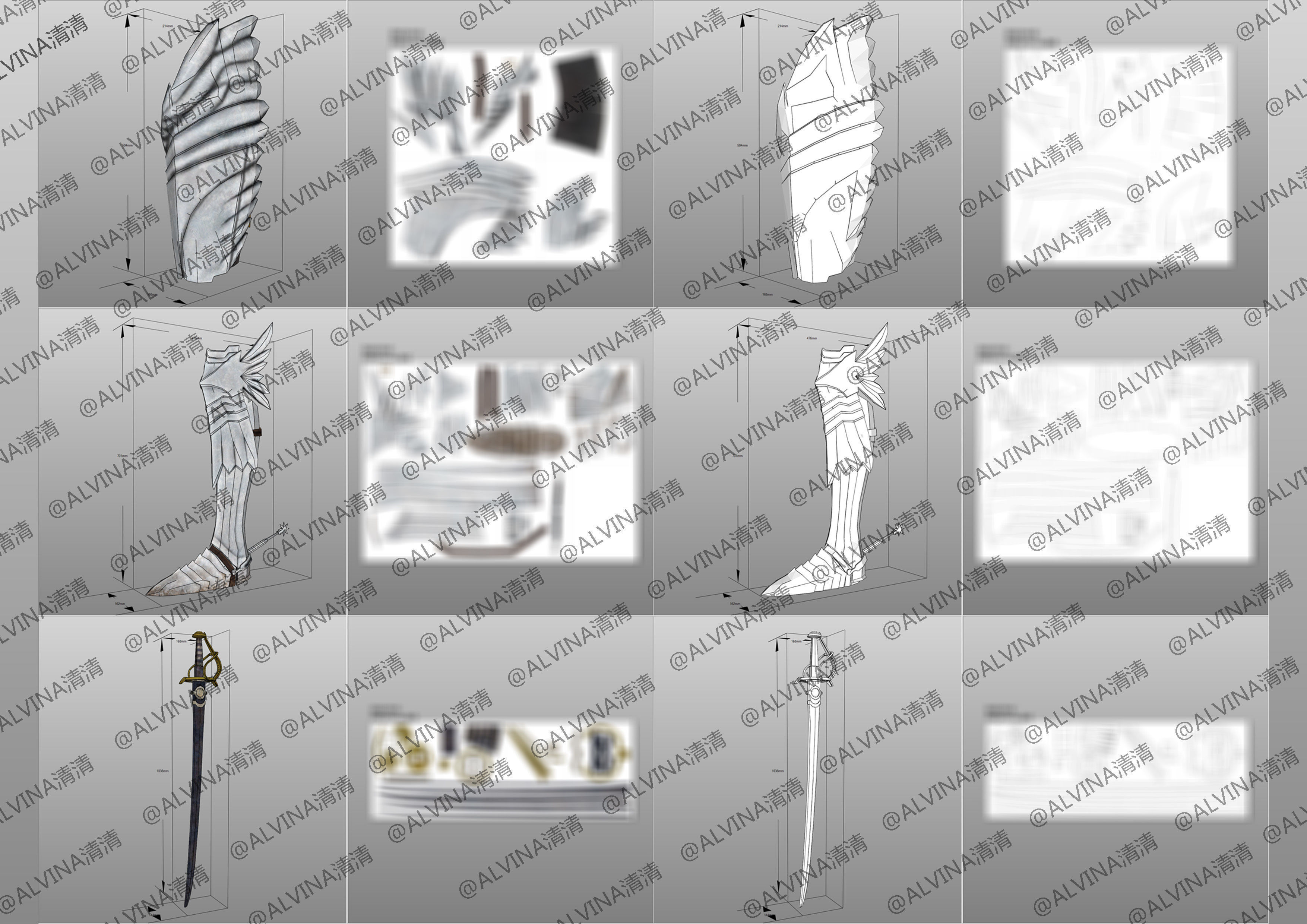 Berserk griffith reincarnated Armor - DIY Cosplay Pepakura Foam Low-poly 3D model_6