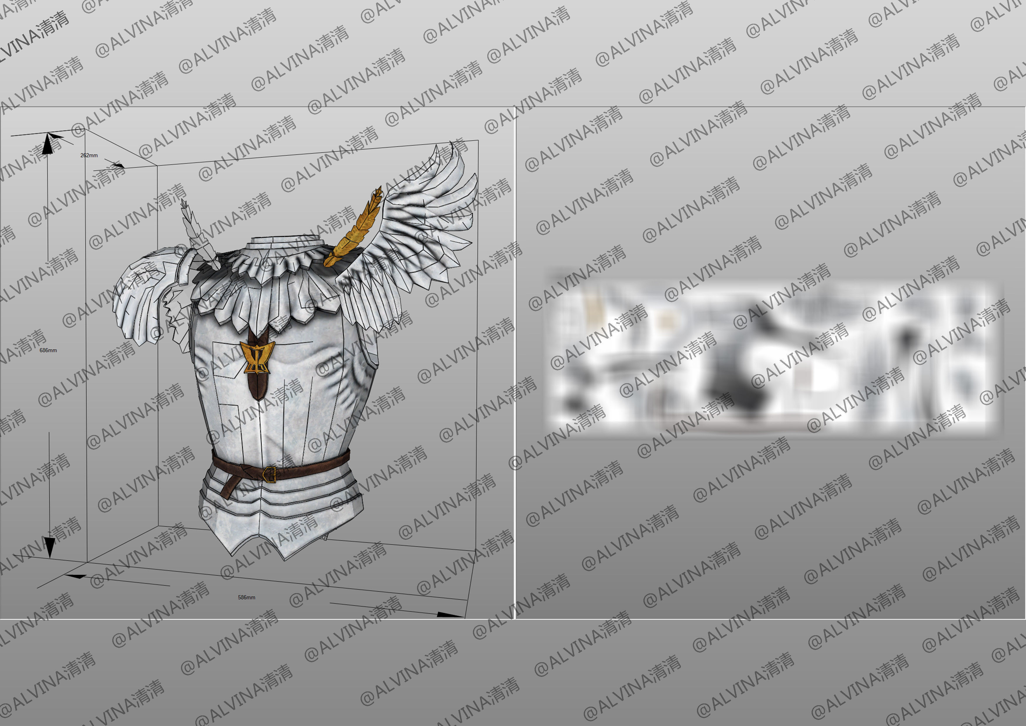 Berserk griffith reincarnated Armor - DIY Cosplay Pepakura Foam Low-poly 3D model_13