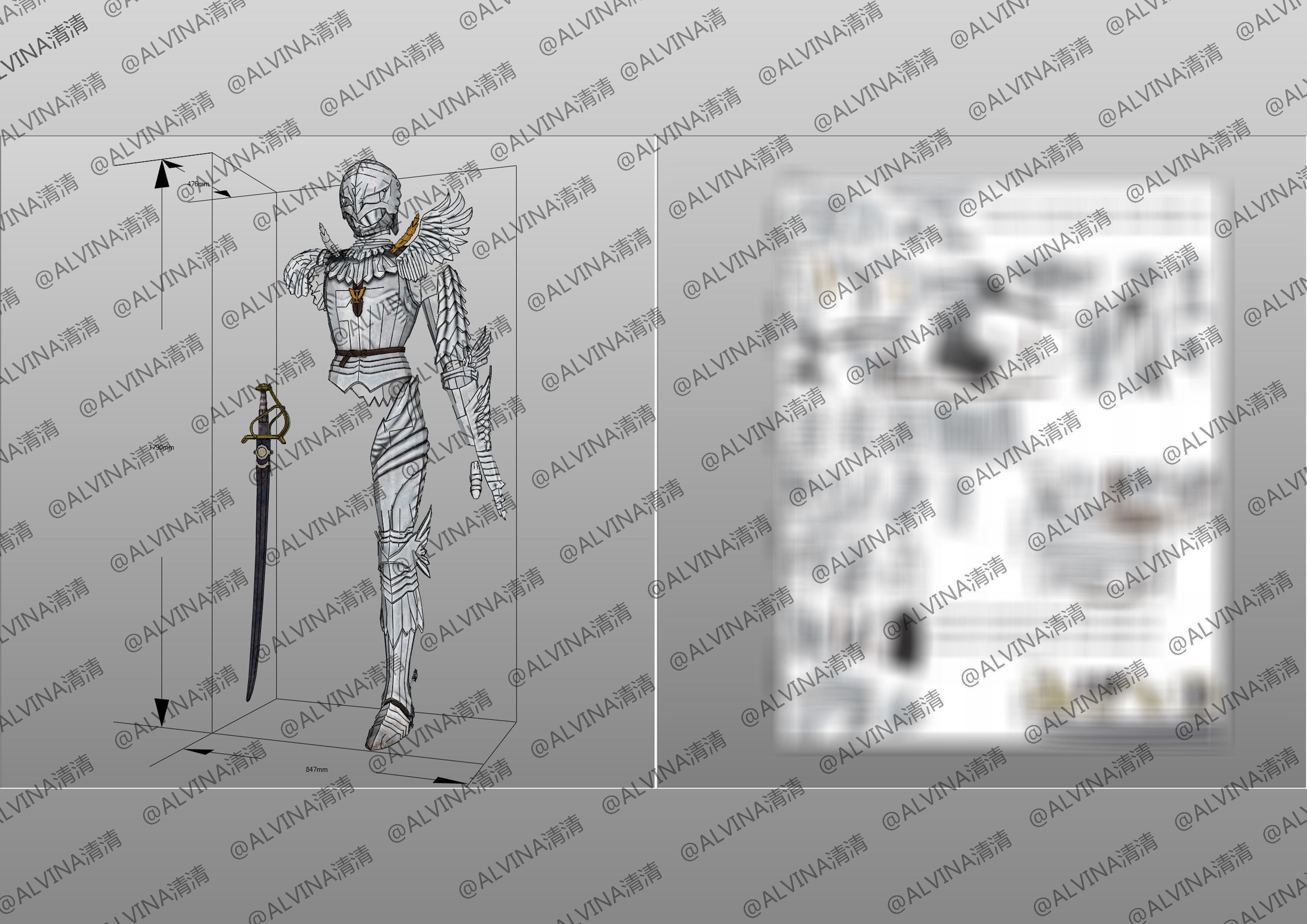Berserk griffith reincarnated Armor - DIY Cosplay Pepakura Foam Low-poly 3D model_7