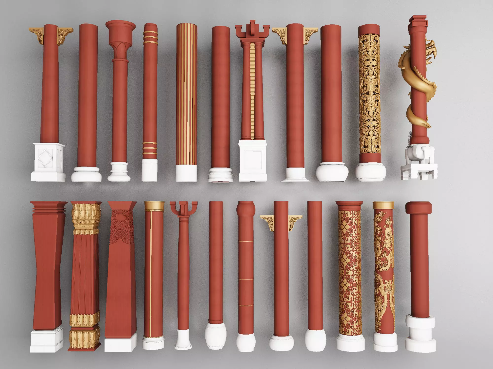 Chinese style pillars 3D model