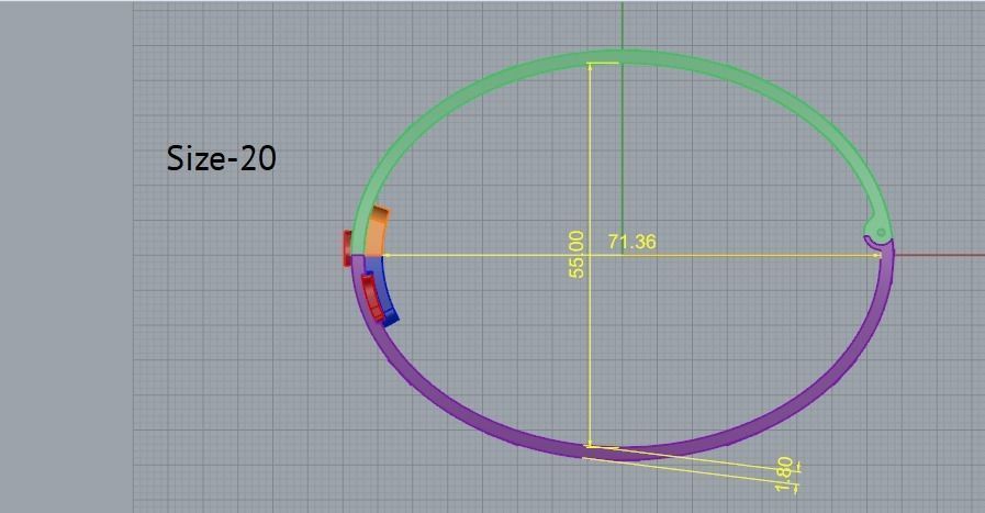 Bracelet with bolts size20 Model 4859 3D print model_2