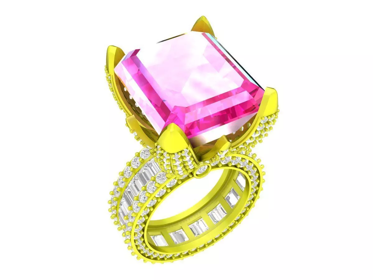 A7663 Big Stone Luxury Diamond Eternity Engagement Ring 3D print model