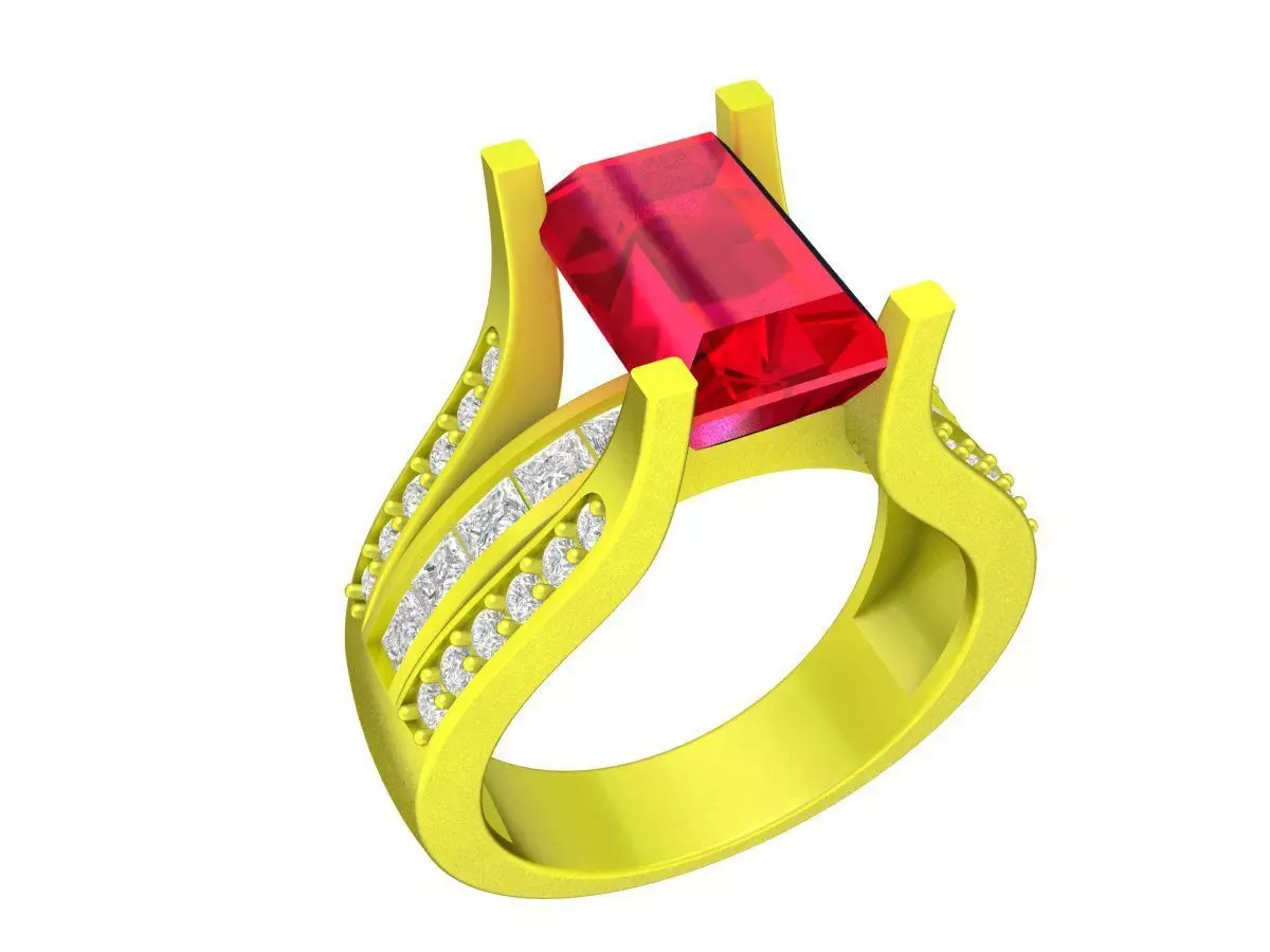 7320 emeral diamond engagement ring 3D print model_0