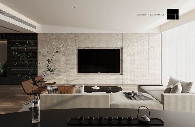 Ultra-Modern Home Interior 3D Model andCAD Drawings Suite 3D model