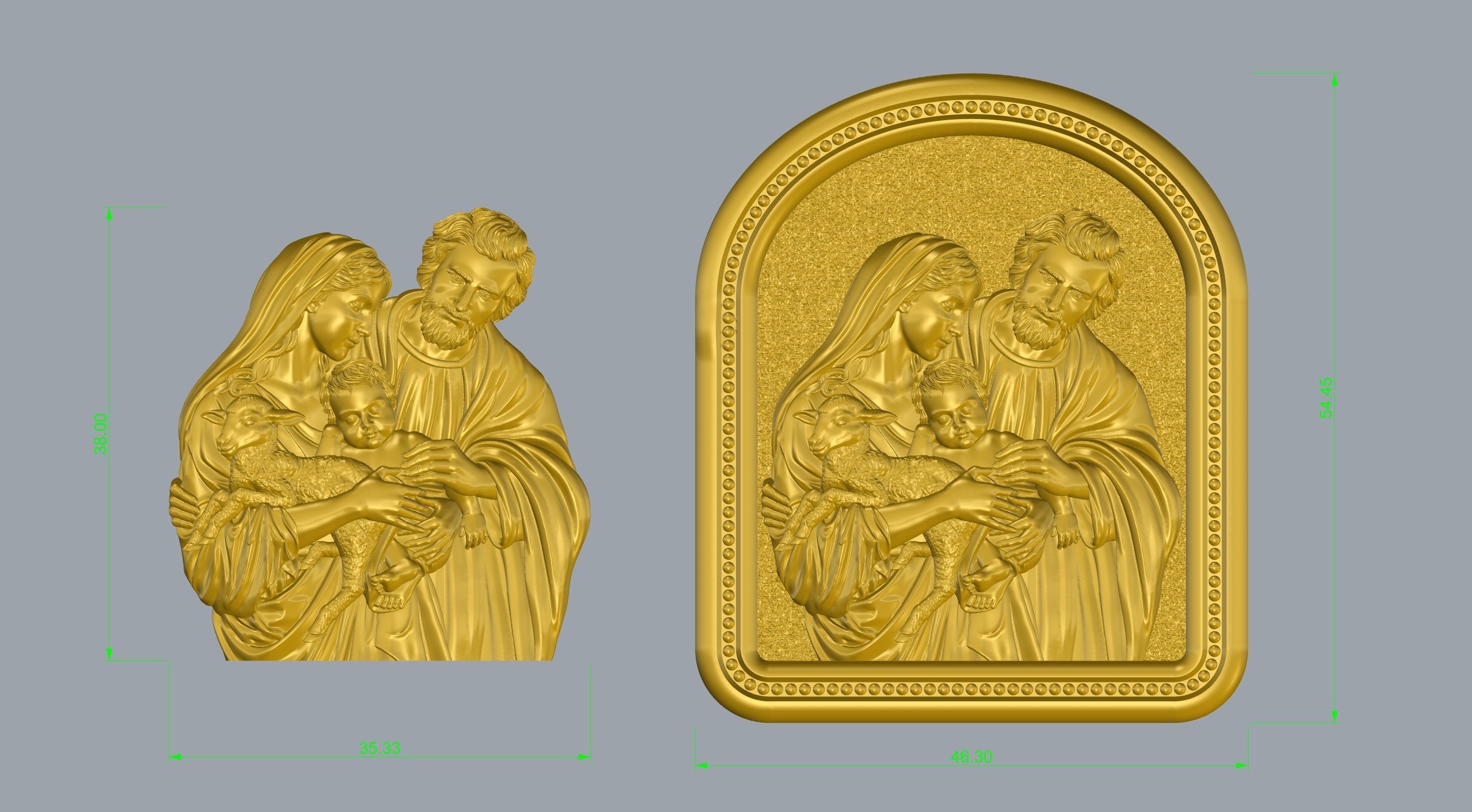 Holy Family Pendant 2 3D print model_2