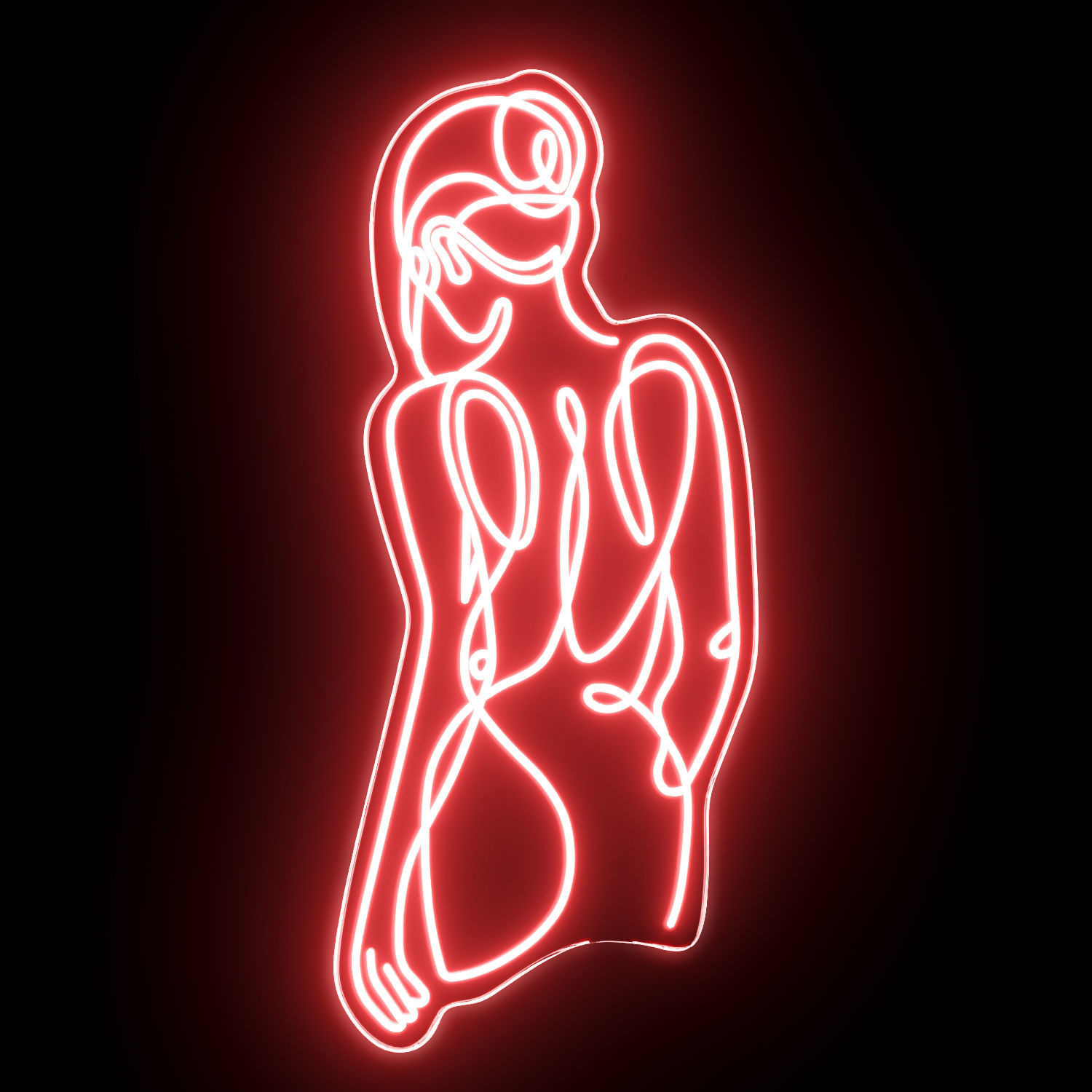 Woman Silhouette Neon Sign 3D model_1