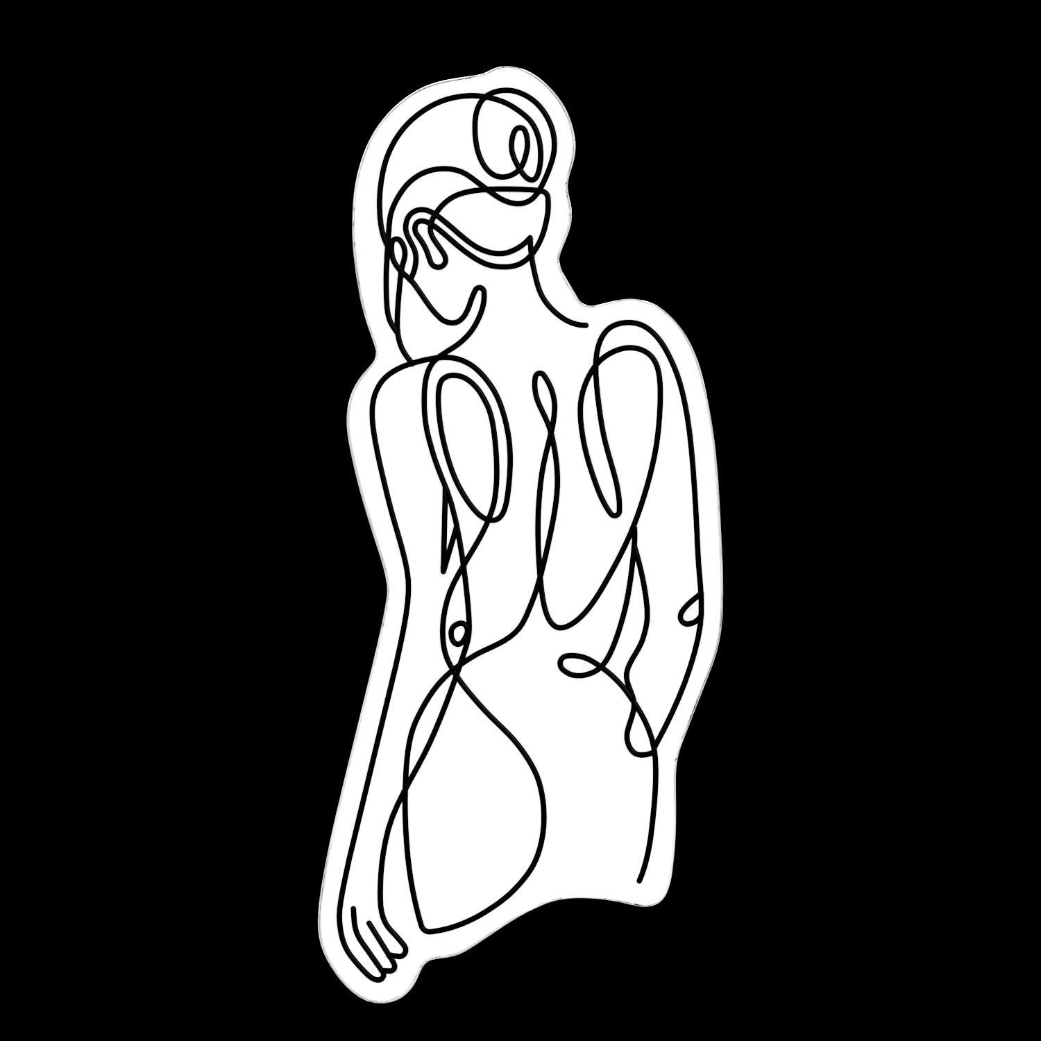 Woman Silhouette Neon Sign 3D model_3