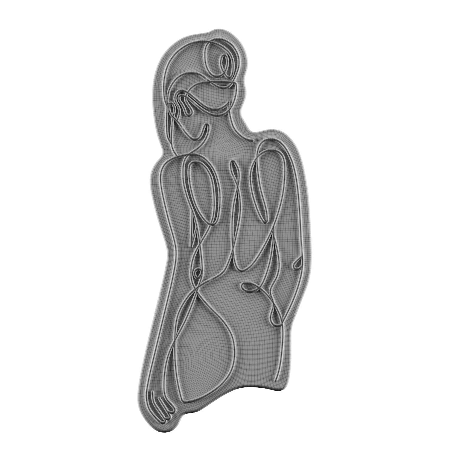 Woman Silhouette Neon Sign 3D model_2