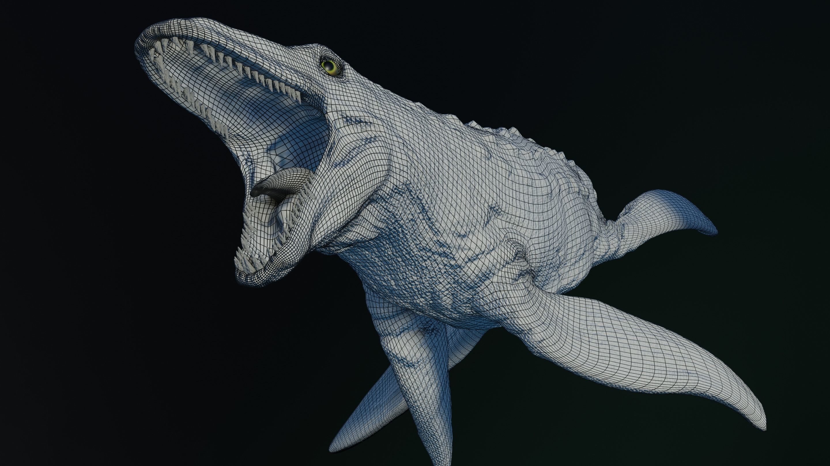 Mosasaurus Aquatic Dinosaur Reptile Low-poly 3D model_13