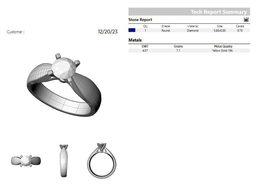 Round 0-75-CT Quarter Round Profile Shank Width 4mm 3D print model_1