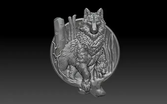 WOLF WITH BABY PENDANT