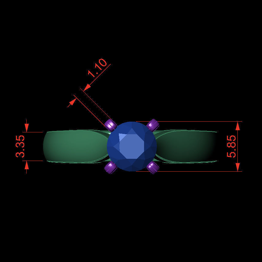 Round 0-75-CT Quarter Round Profile Shank Width 2-90mm 3D print model_3