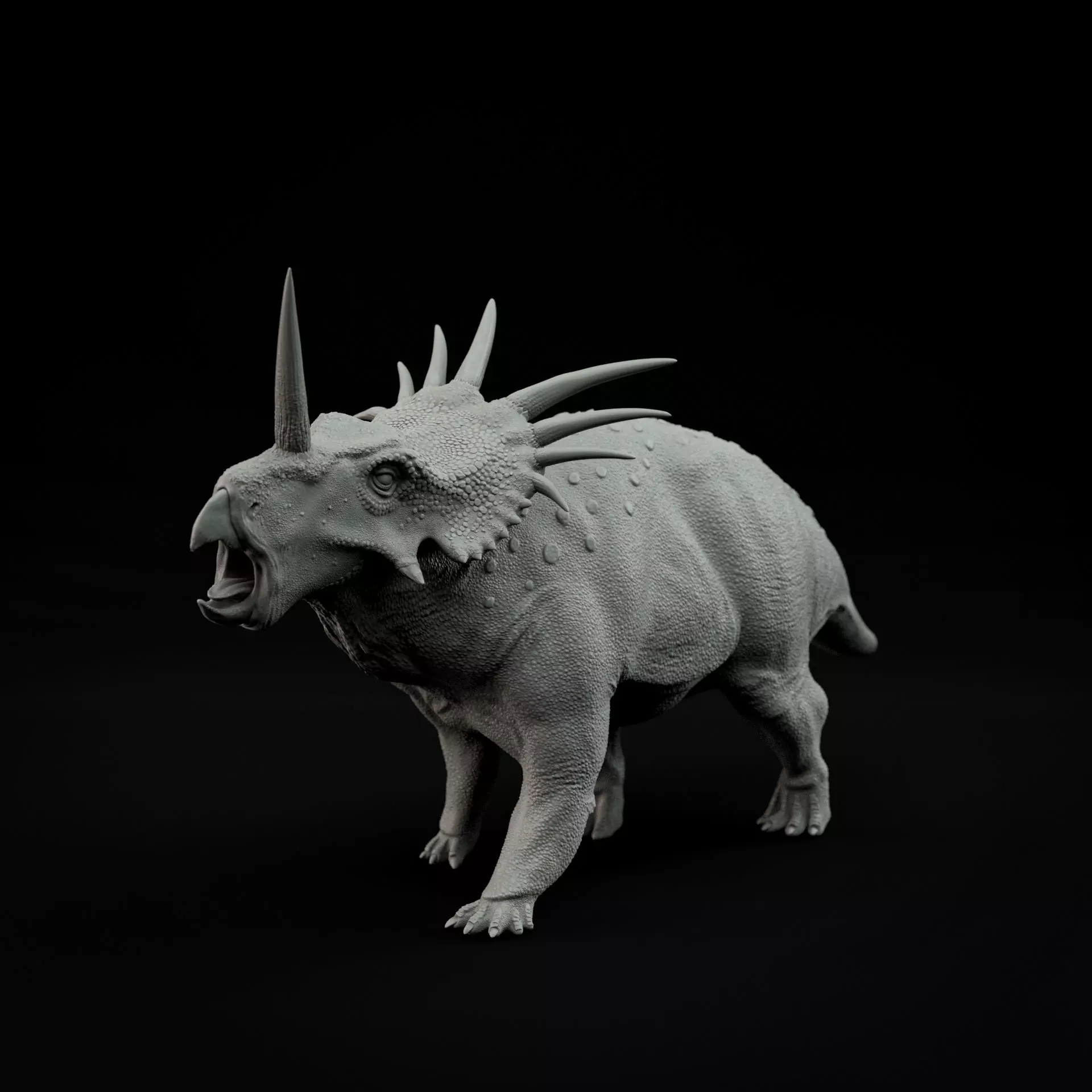 Styracosaurus roaring 1-35 scale pre-supported 3D print model_0